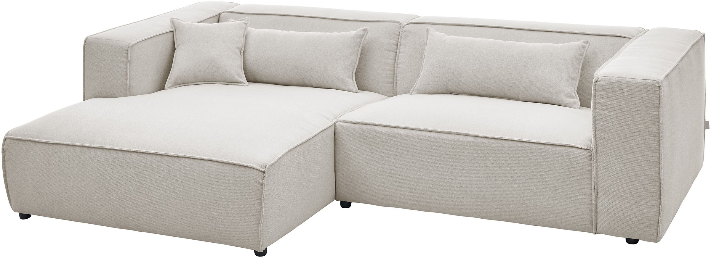 LeGer Home by Lena Gercke Ecksofa »PIARA mit Kedernaht in Cord oder Leinenoptik, moderne Couch in L-Form«, wahlweise Ottomane rechts/links, schwarze Füße, bequemer Sitzkomfort