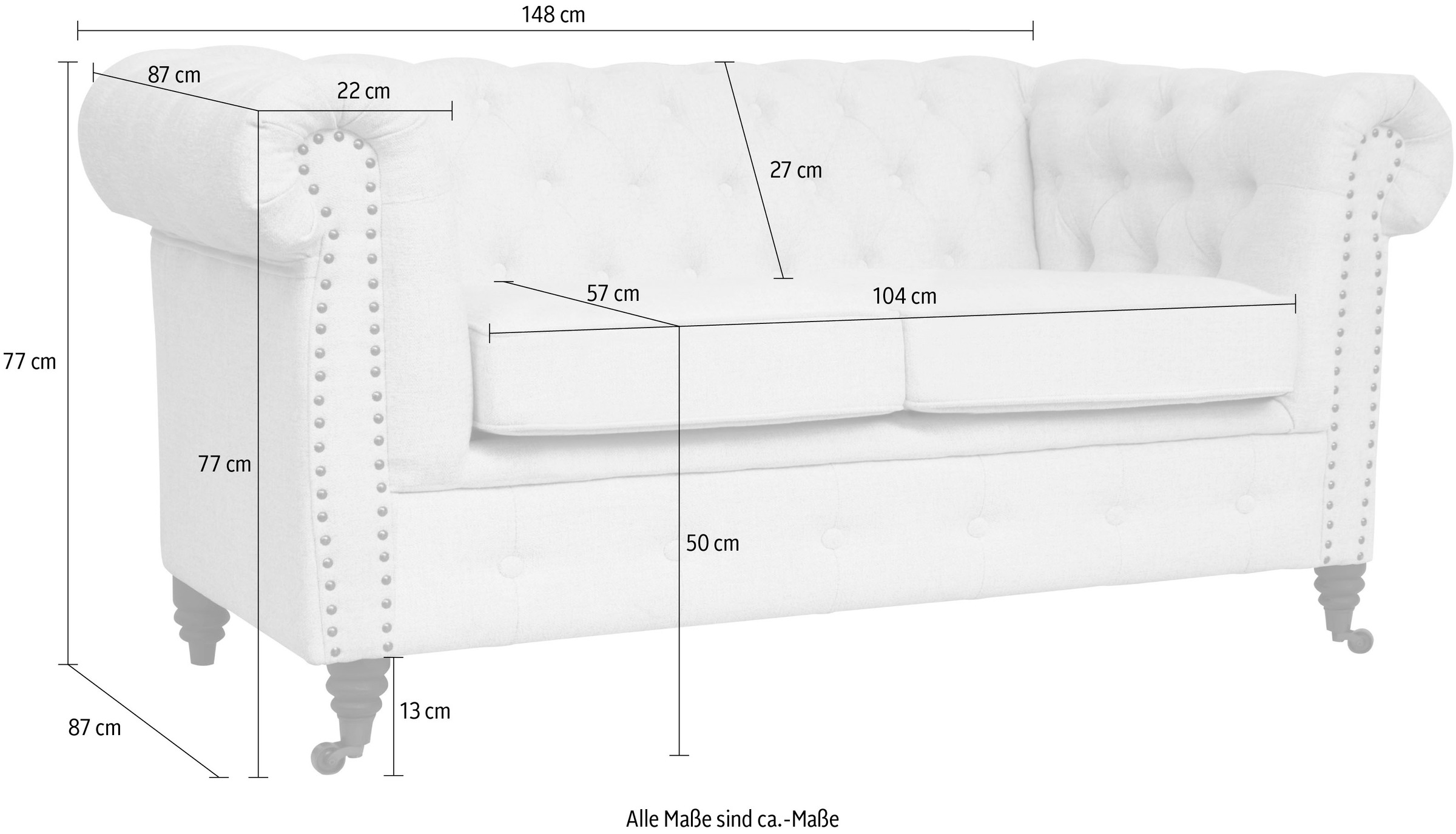 Home affaire Chesterfield-Sofa »Aarburg«, aufwändige Knopfheftung und Ziernägel im Chesterfield-Design