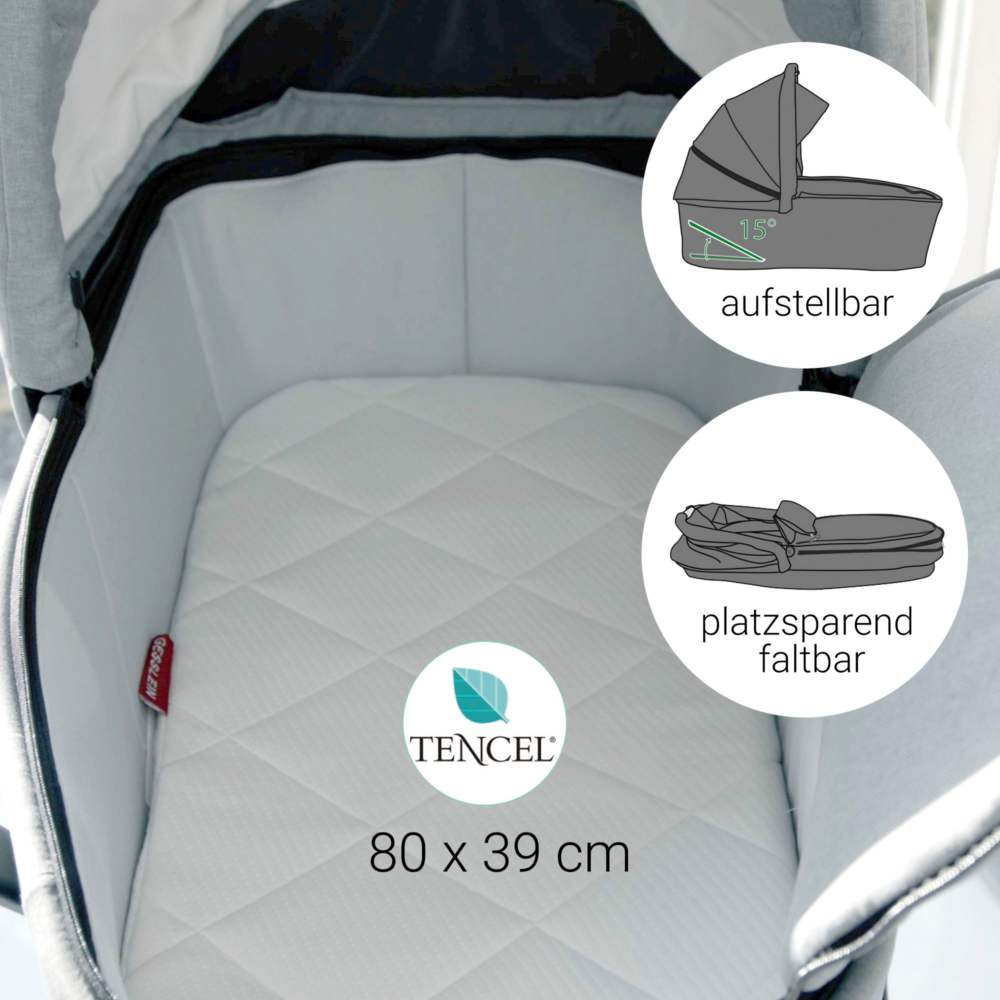 Gesslein Kombi-Kinderwagen »FX4 Soft+ mit Aufsatz Life, schwarz/tabak, sand«, mit Babywanne C3 und Babyschalenadapter