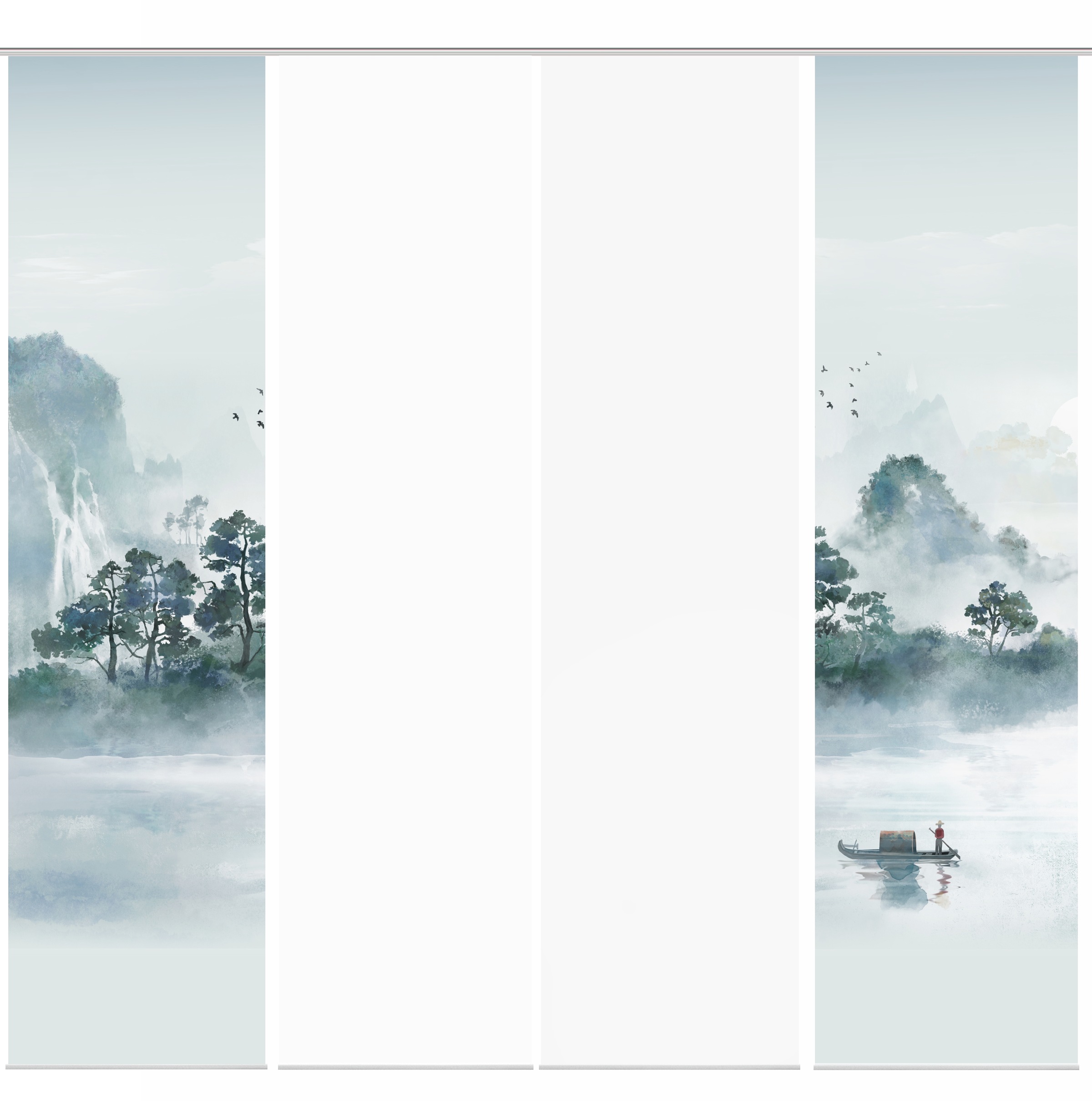 Thumbnail - HOME WOHNIDEEN Schiebegardine "VITNAM" Paneelwagen 4 Stk. tlg. Schiebewand Seidenoptik, SET, Digitaldruck