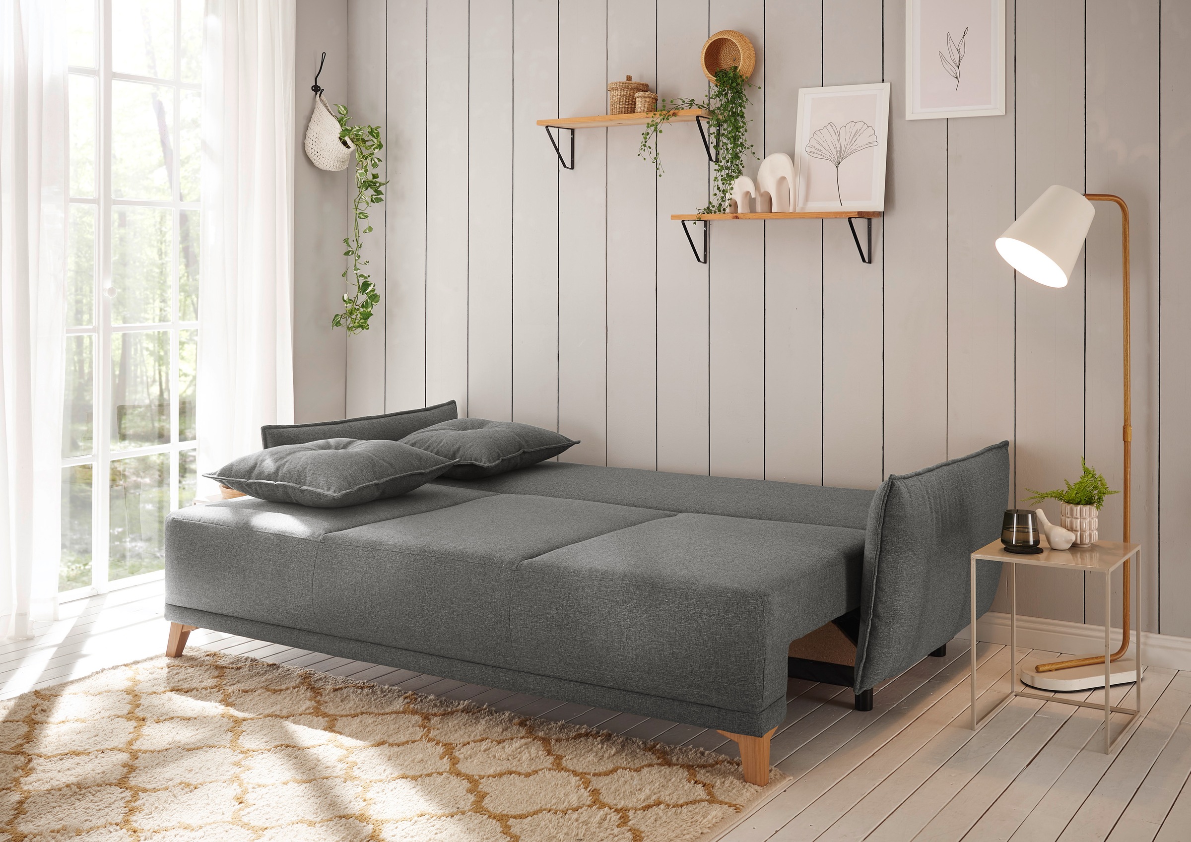 ED EXCITING DESIGN Schlafsofa »Pamplona«, mit Bettkasten & Zierkissen