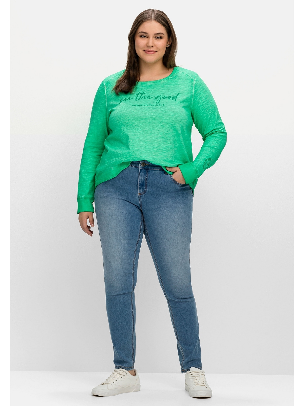 Sheego Stretch-Jeans »Große Größen«, für sehr schmale Beine und mehr Bauch
