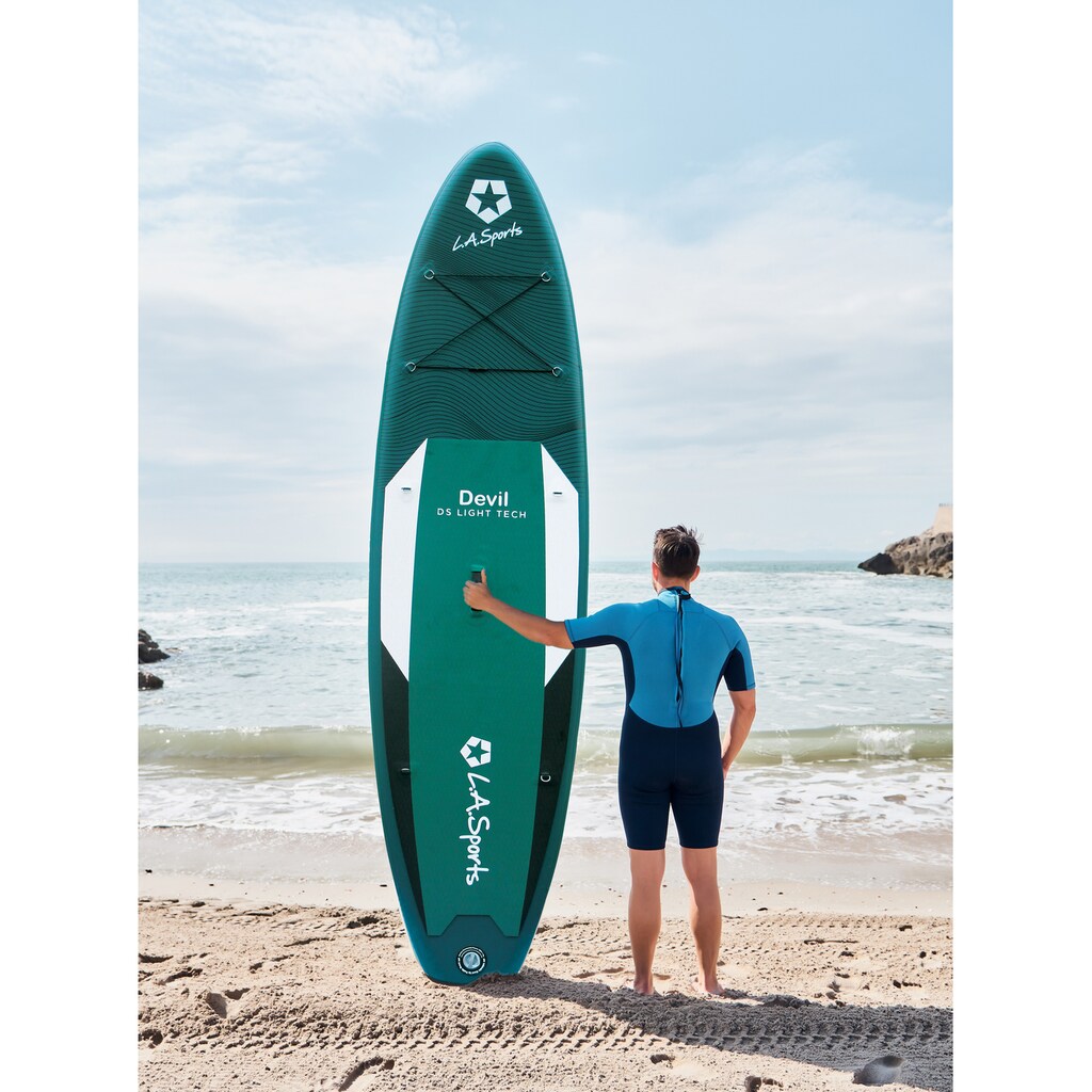 L.A. Sports Inflatable SUP-Board »Devil«, (Set, 6 tlg., mit Paddel, Pumpe und Transportrucksack)