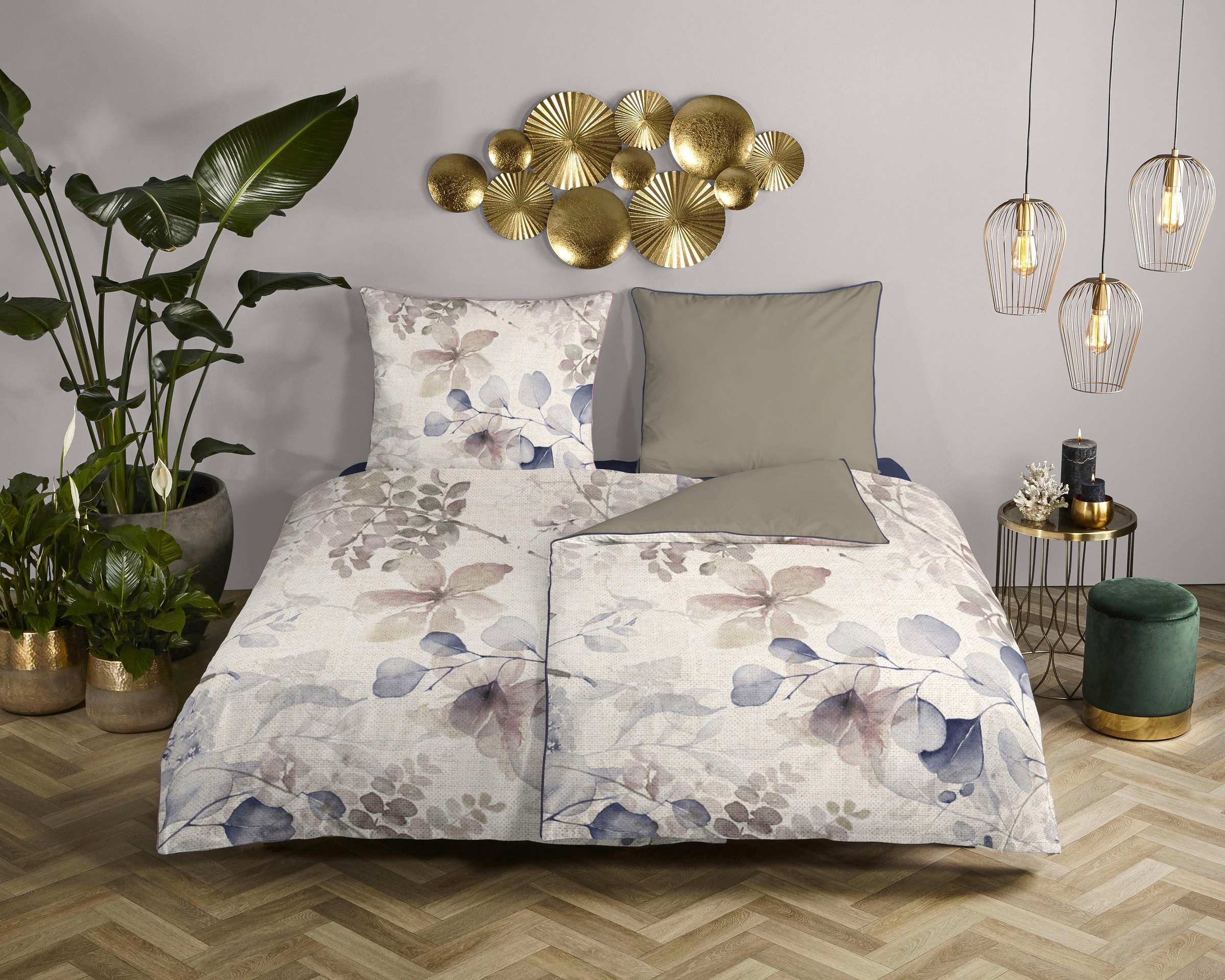 Descanso Wendebettwäsche "Fivien" 2 Stk. tlg. Baumwolle, Satin, 135x200, Bi günstig online kaufen