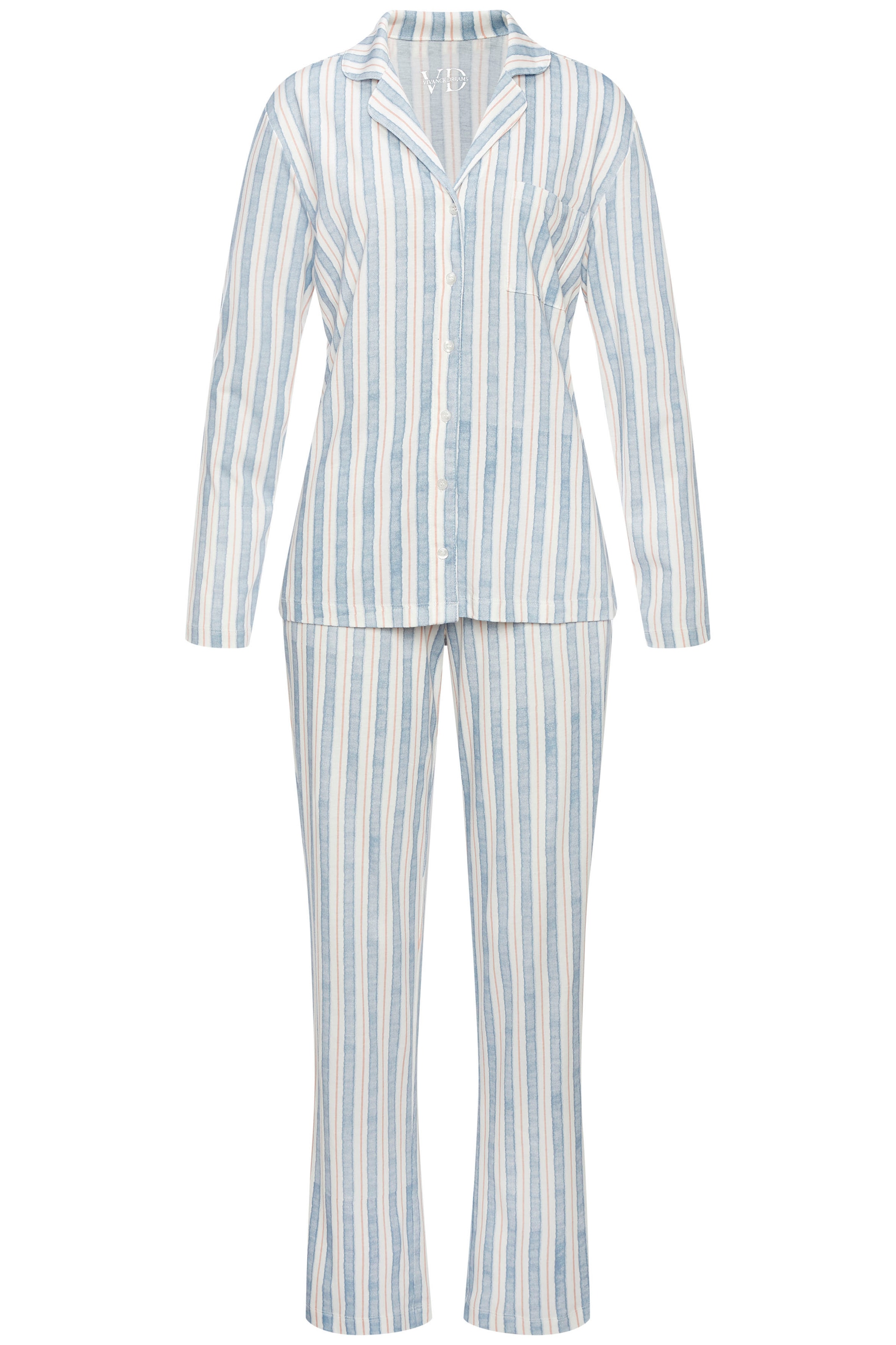 Vivance Dreams Pyjama, (2 tlg.), mit durchgehender Knopfleiste