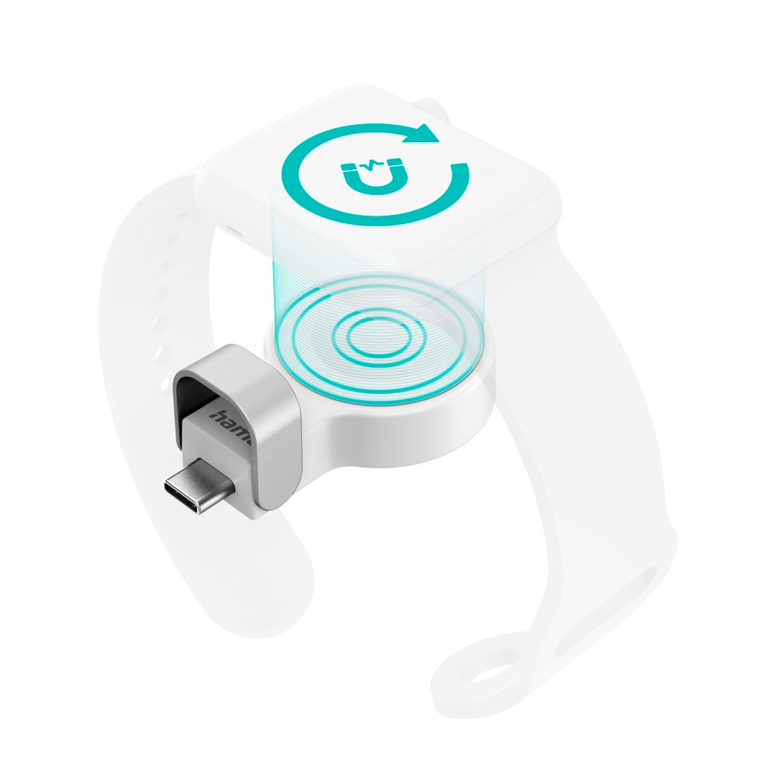 Hama USB-Ladegerät »Kabelloses Ladegerät für Apple Watch, mit USB-C Anschluss«, (1 St.), Wireless Charger, Magnetische Ausrichtung, Schnellladegerät