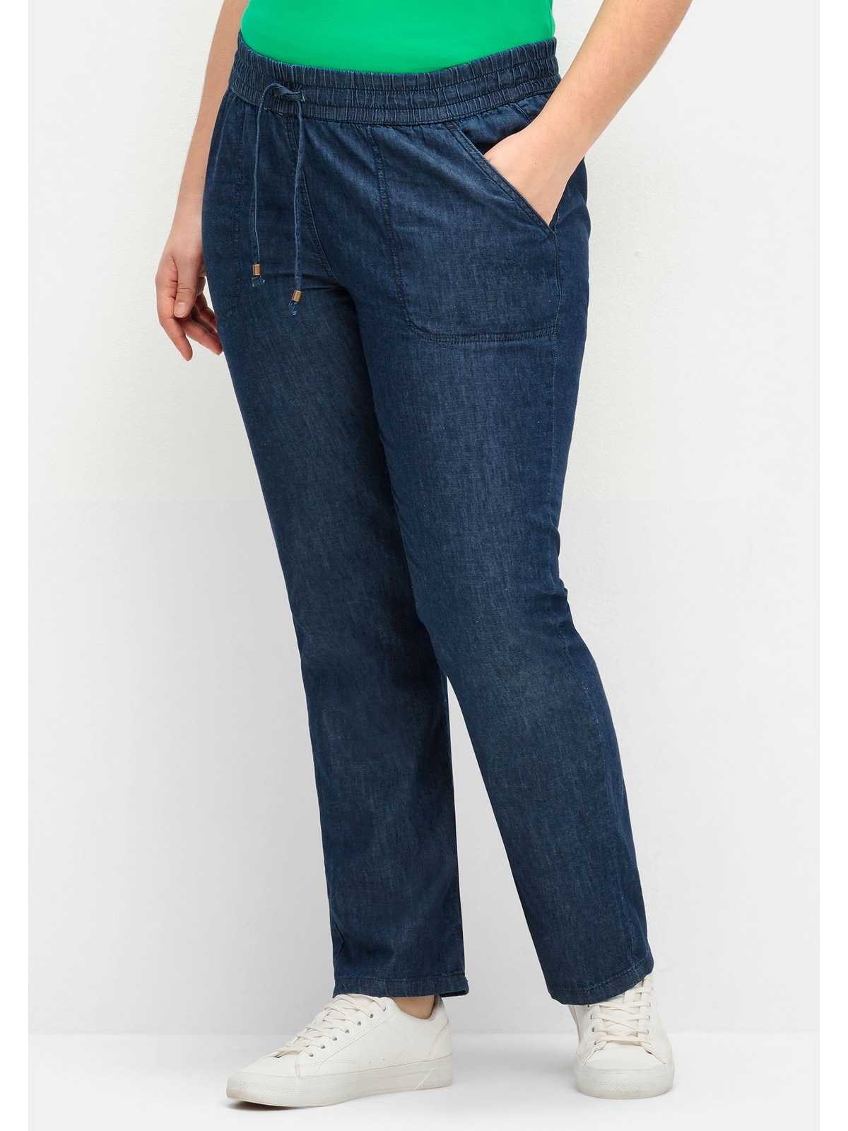 Sheego Schlupfjeans »Große Größen«, mit gesmoktem Rundum-Dehnbund