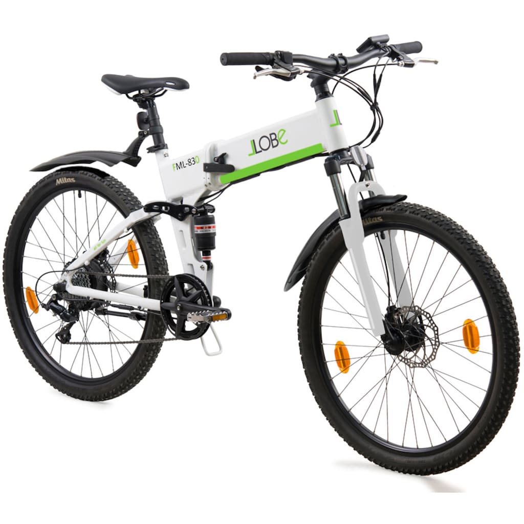 LLobe E-Bike »FML-830 white 27,5", 10,4 Ah«, 9 Gang, Shimano, Heckmotor 250 W