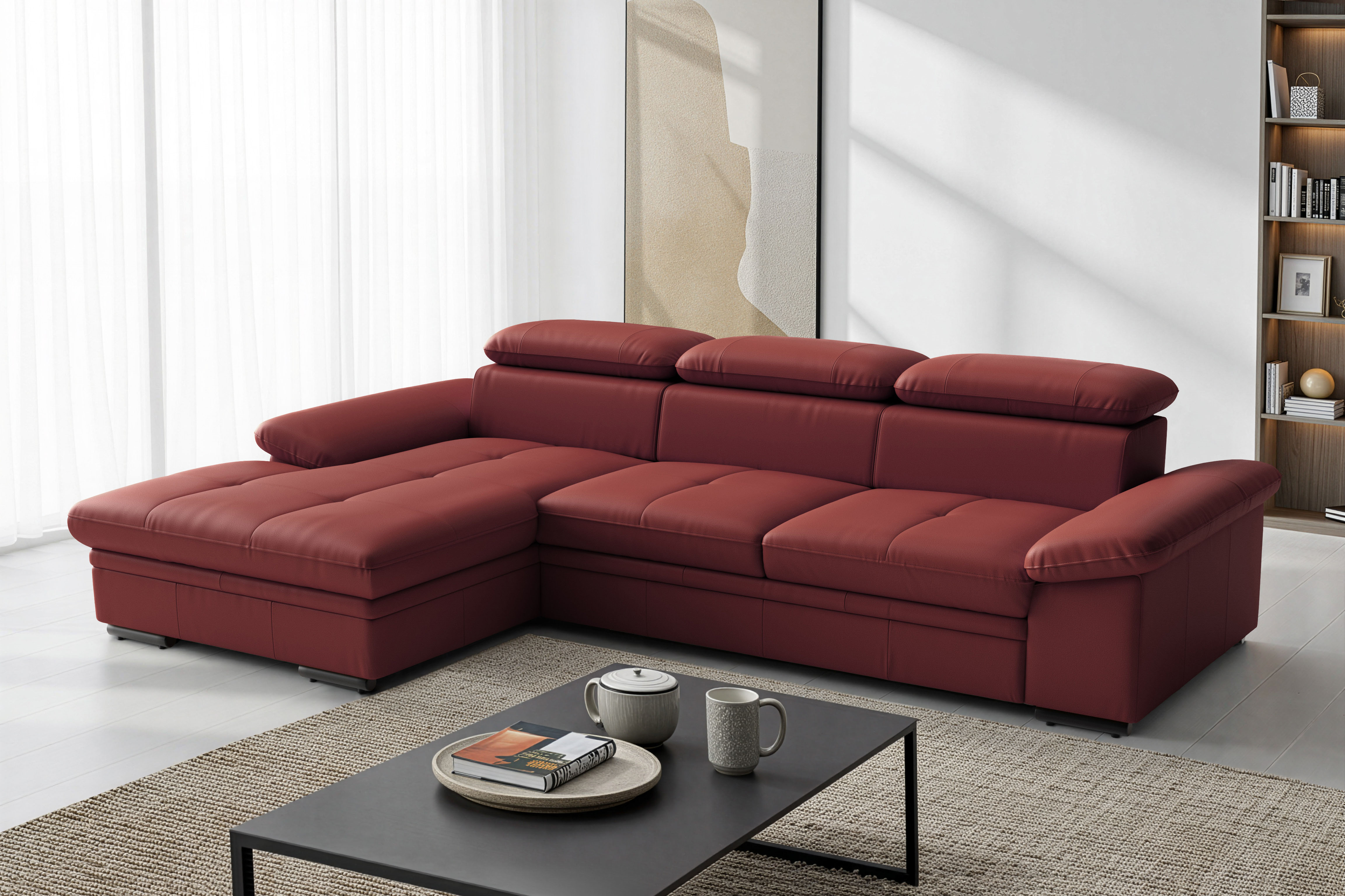 sit&more Ecksofa "Viola, Leder, L-Form, B: 260 cm, mit Armteil- und Kopfteilvertsellung" optional mit Schlaffunktion