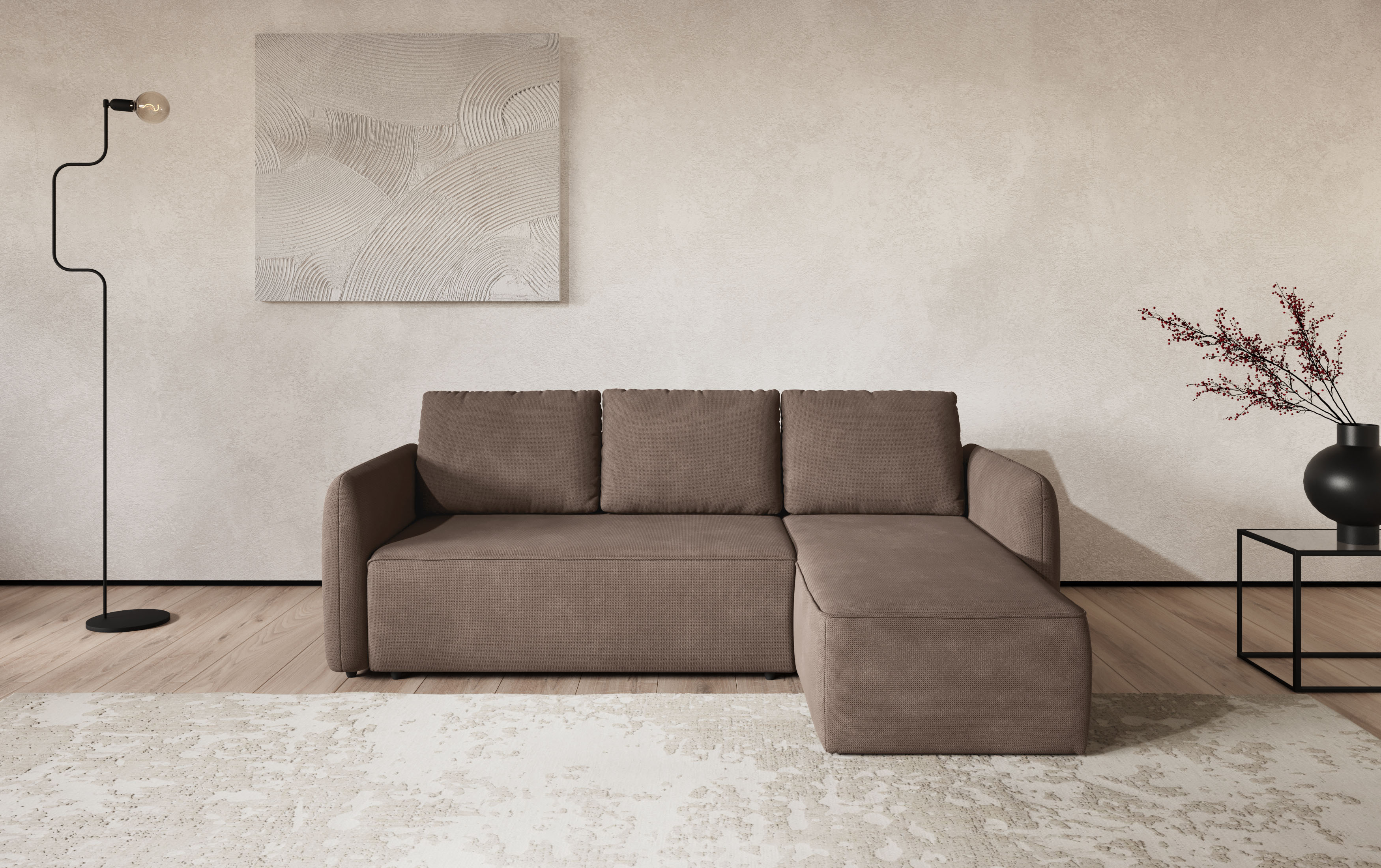 COTTA Ecksofa "Flow, bequem, L-Form, Breite 239 cm, schmale Armlehnen" wahlweise mit Schlaffunktion