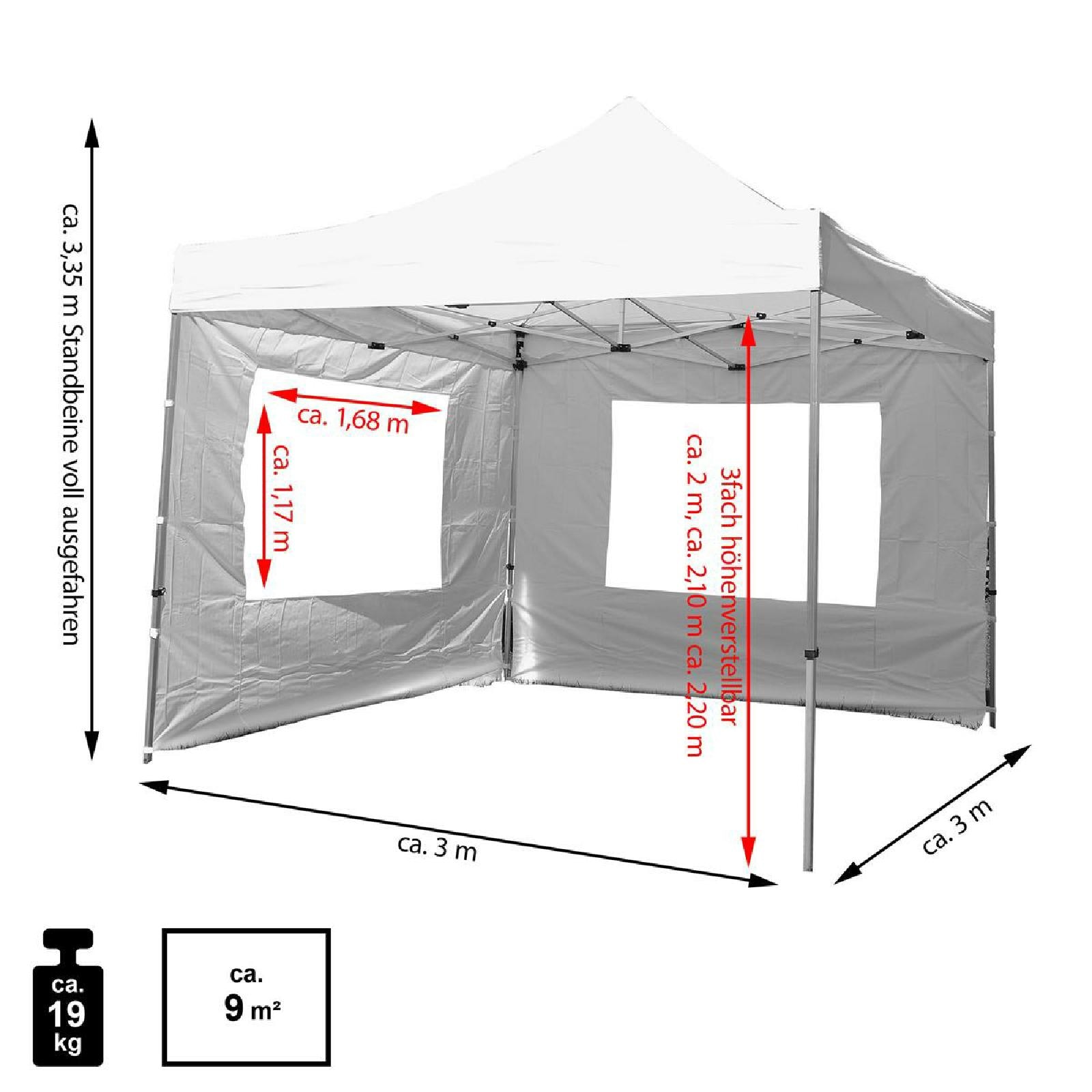 VCM Pavillon »Falt Pavillon 3x3m weiß+2 Seitenteile«