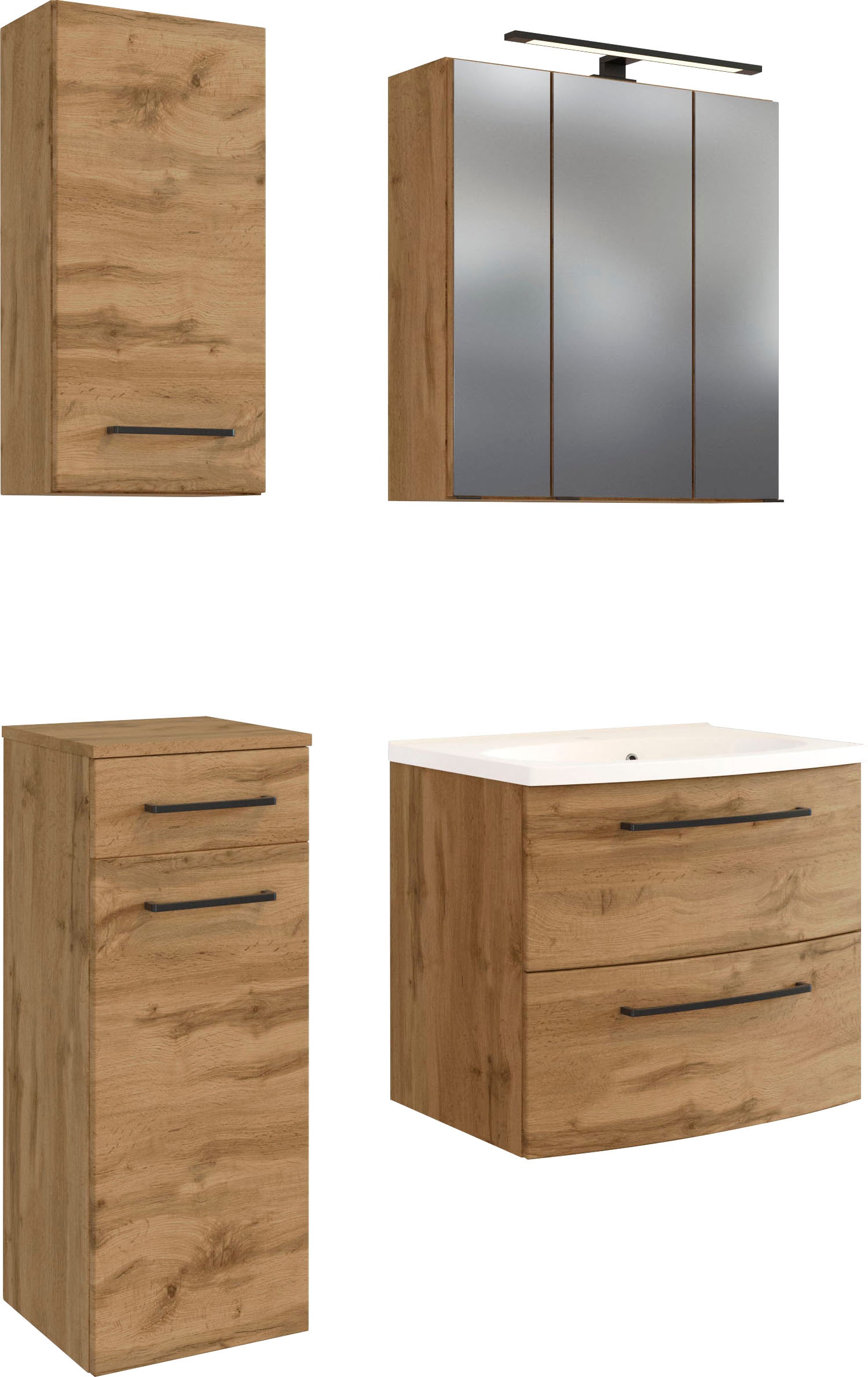 welltime Badmöbel-Set "Chicago" Spiegelschrank, Waschtisch, Hängeschrank, U günstig online kaufen