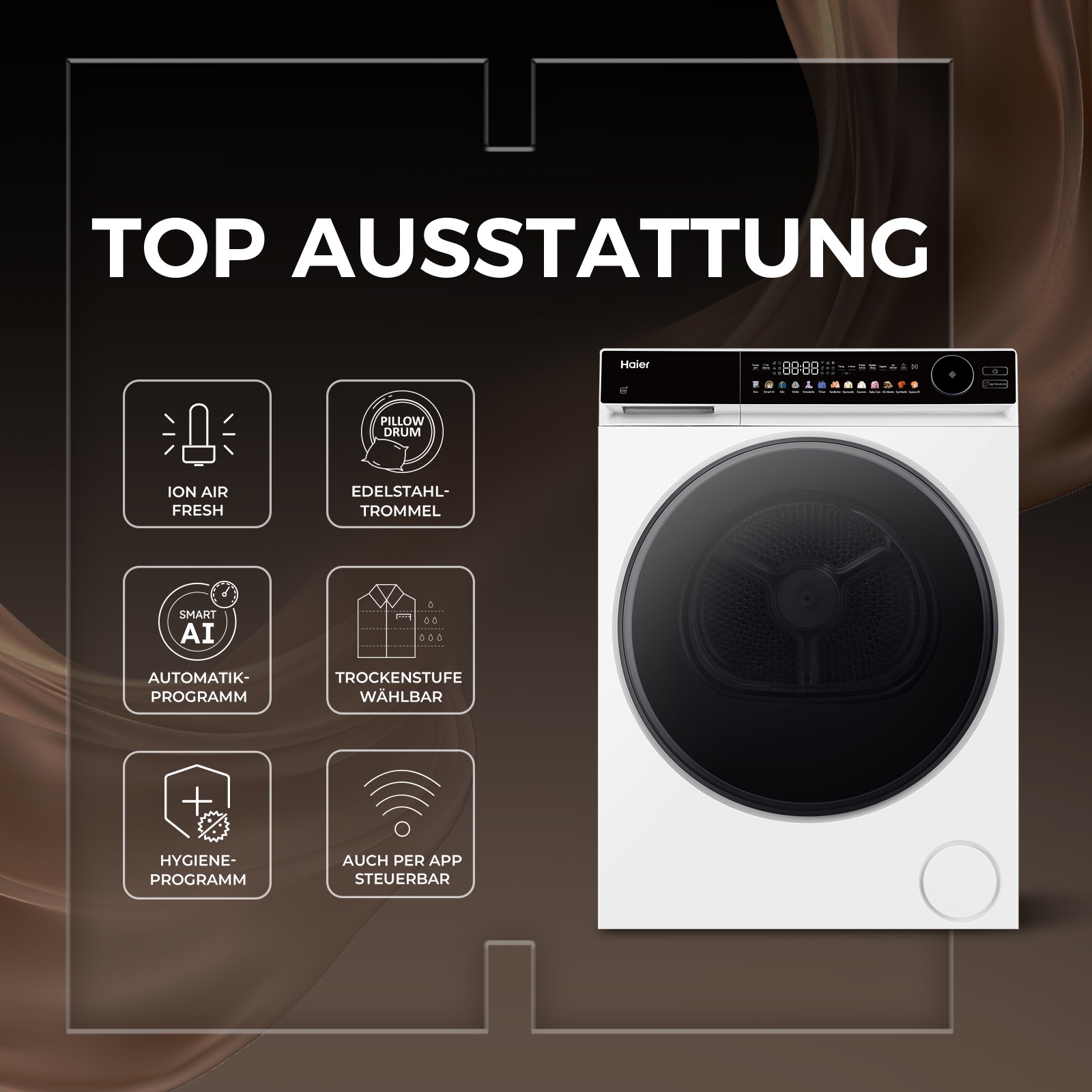 Haier Wärmepumpentrockner »HD90-B667U1« G7 Serie Smart AI Automatikprogramm & Ion Air Fresh