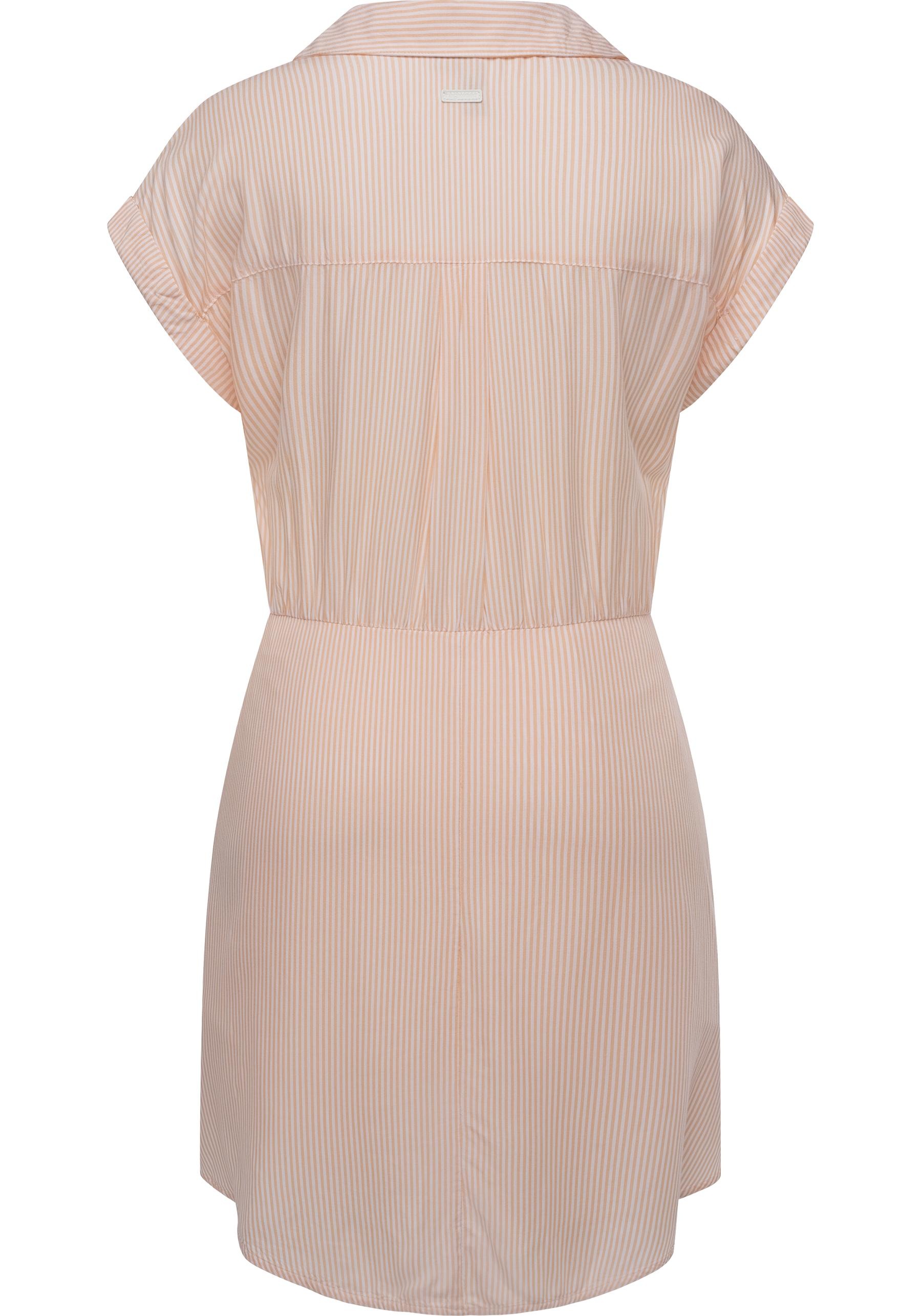 Thumbnail - Ragwear Blusenkleid "Bahaya Stripe" Brusttaschen gestreiftes Damen Sommerkleid mit Bindeband