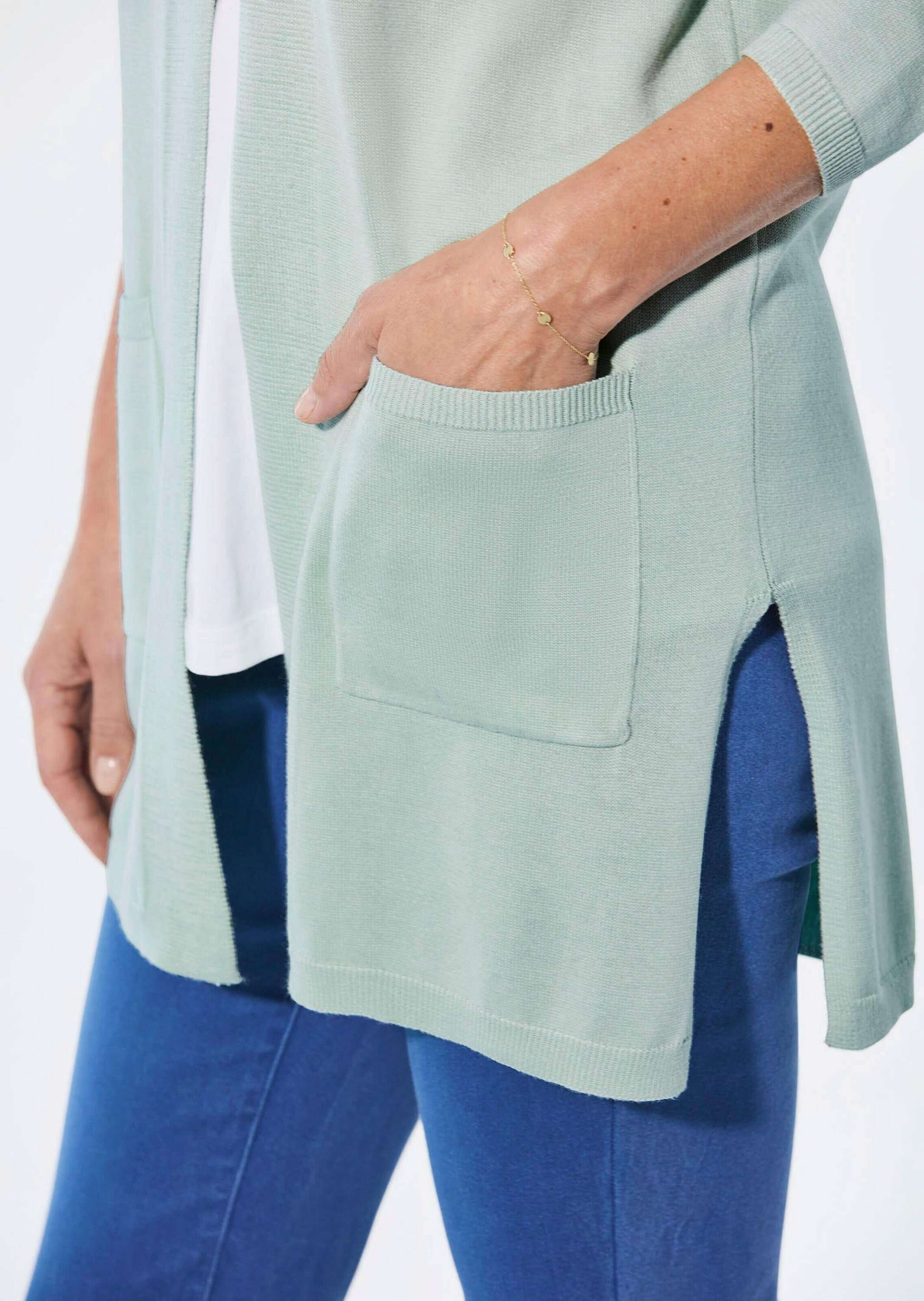 GOLDNER Strickjacke »Longstrickjacke Longstrickjacke mit aufgesetzten Taschen«