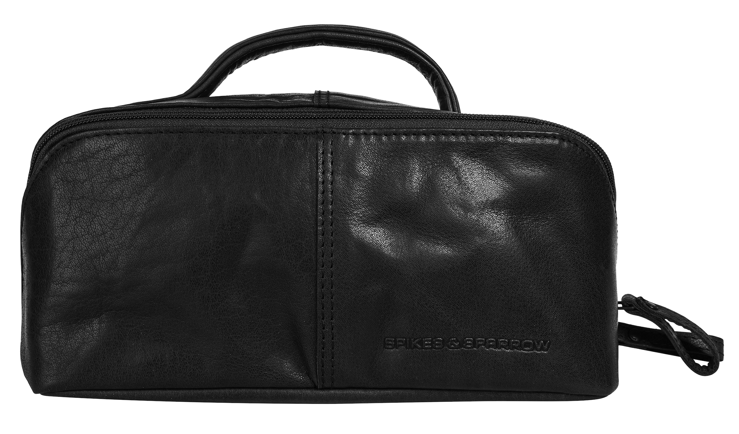 Kulturbeutel "SPIKES & SPARROW Herren, Damen Kulturtasche echt Leder", SPIKES & SPARROW, schwarz, Leder, Taschen, echt Leder