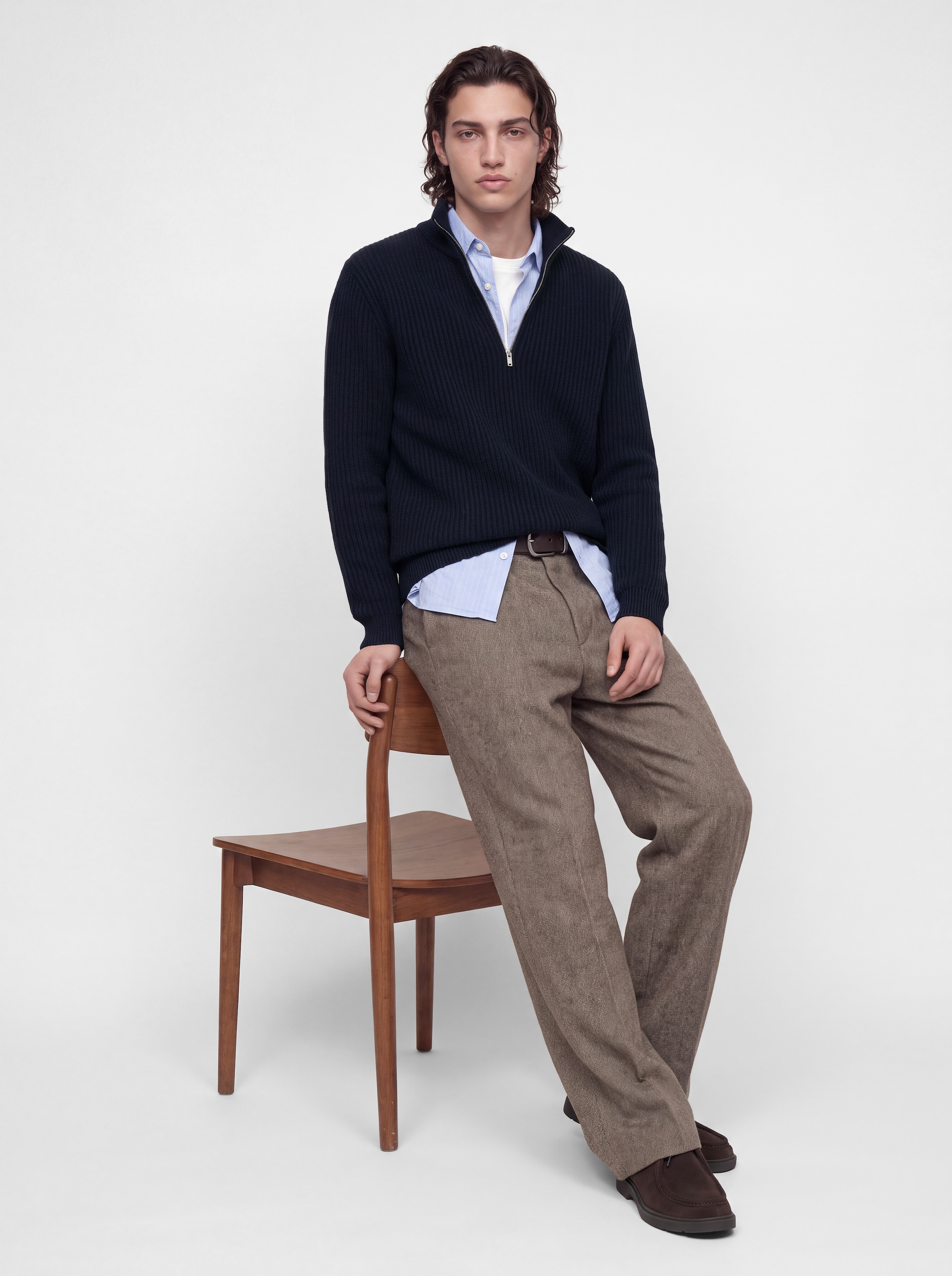 Jack & Jones Troyer »JJSAGE KNIT HALF ZIP« Materialmix, locker geschnitten