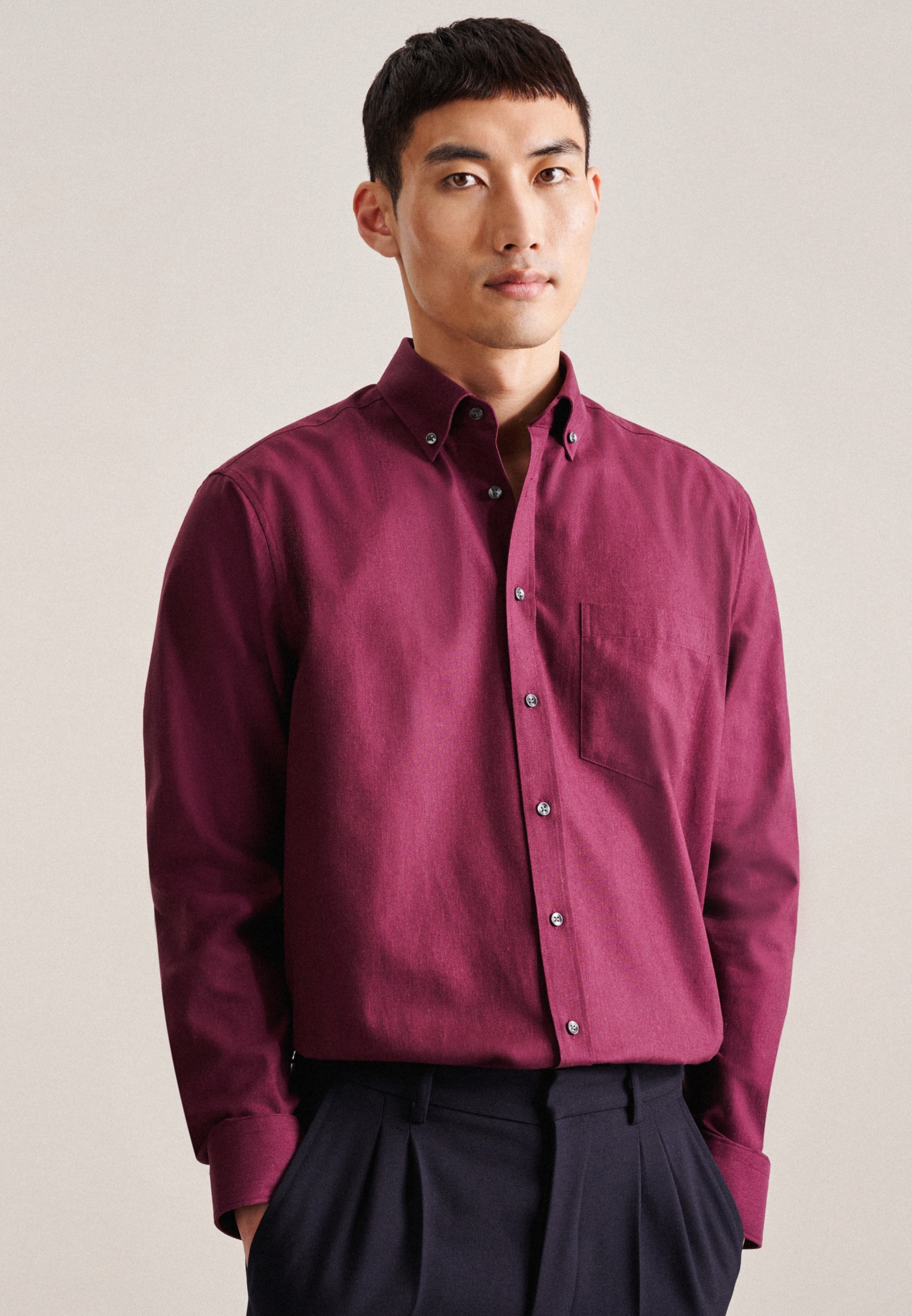 seidensticker Businesshemd "Regular" Regular 1/1 Button-Down-Kragen Uni günstig online kaufen
