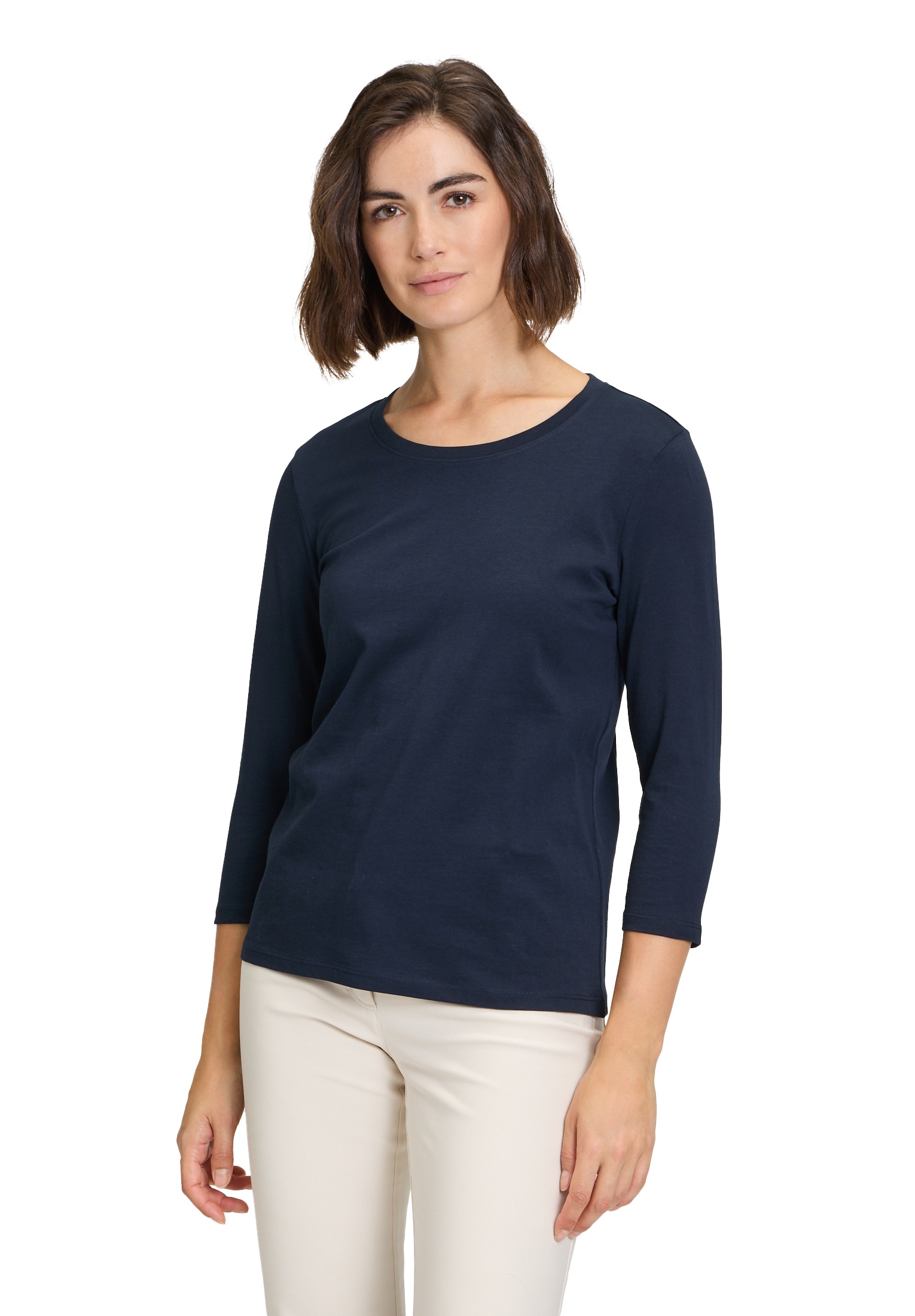 Betty Barclay 3/4-Arm-Shirt "Betty Barclay Basic Shirt mit Rundhalsausschnitt", Rippbündchen