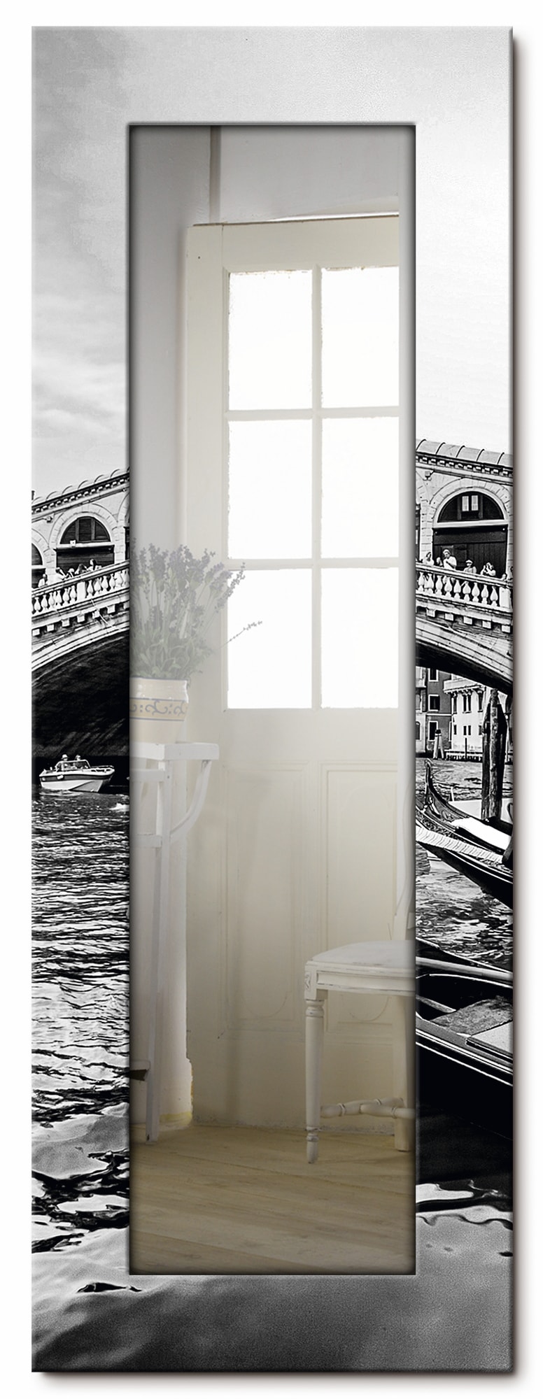 Artland Dekospiegel »Canal Grande Rialtobrücke Venedig«, gerahmter Ganzkörperspiegel, Wandspiegel, mit Motivrahmen, Landhaus