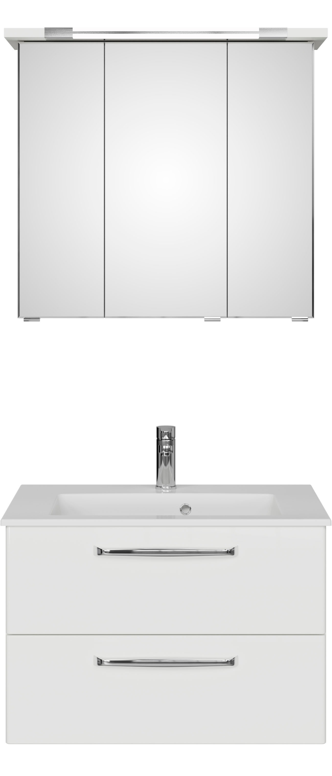 Thumbnail - Saphir Badmöbel-Set "Trentino 2-tlg. Mineralmarmor-Waschtisch,Spiegelschrank mit LED-Profil" 3 Stk. tlg.