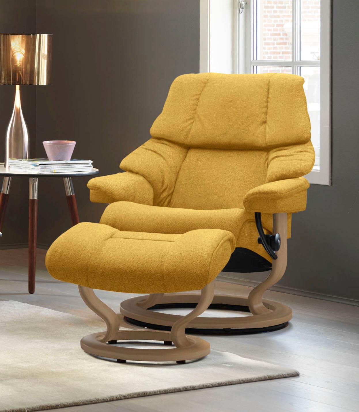 Stressless® Relaxsessel »Reno«, (Set, L, S, bestellen Hocker), BAUR & Größe mit Classic Eiche Relaxsessel mit M Hocker, Gestell Base, | mit