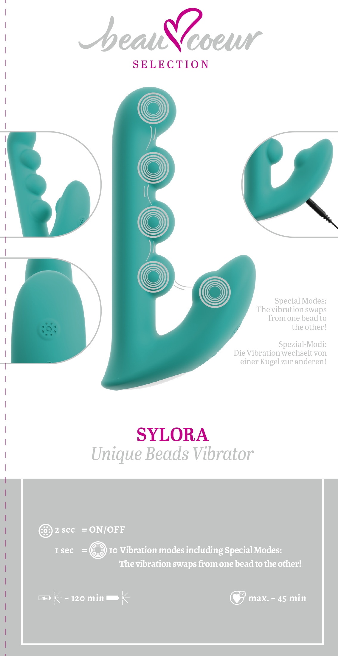 Beau Coeur Vibrator »Rabbitvibrator SYLORA Unique Beads Vibrator«