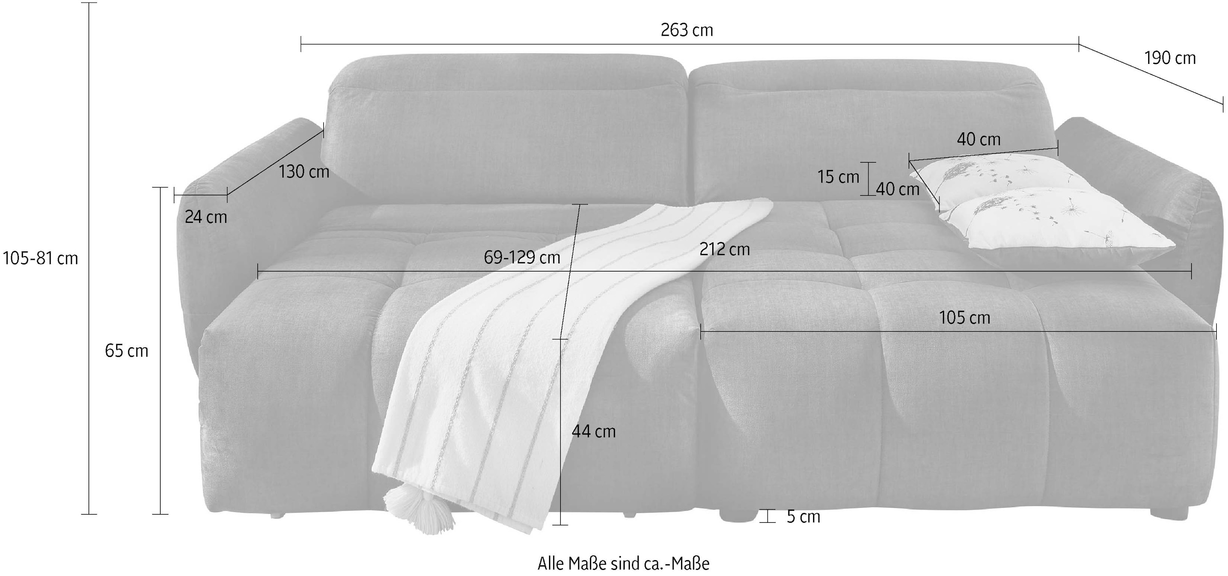 Jockenhöfer Gruppe Ecksofa »Zoom, 60cm elektromotorische Sitztiefenverstellung«, 140kg Belastbarkeit, USB-Ladeports, Ottomane links/ rechts montierbar