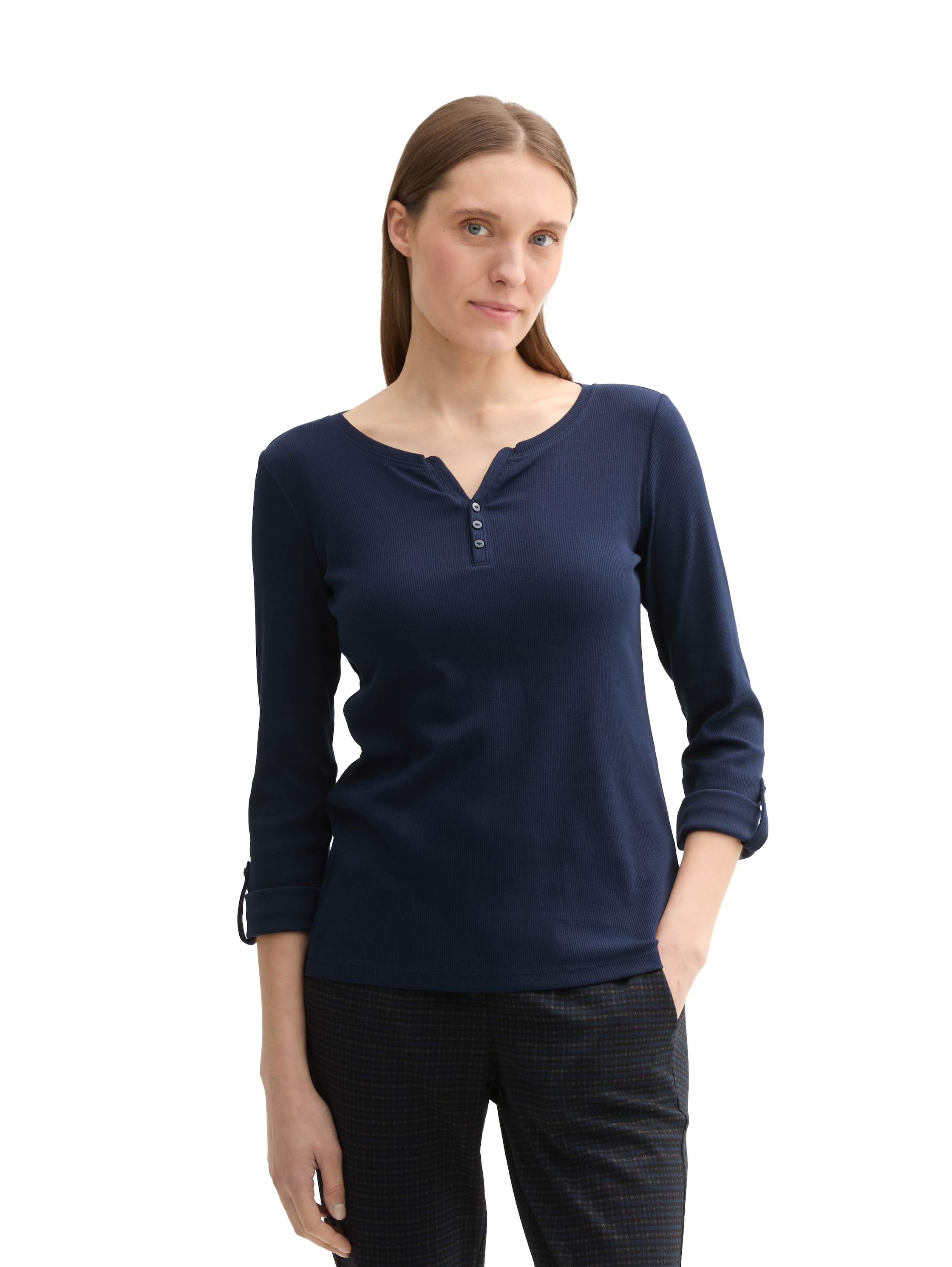 TOM TAILOR Henleyshirt, mit Turn-Up-Arm günstig online kaufen