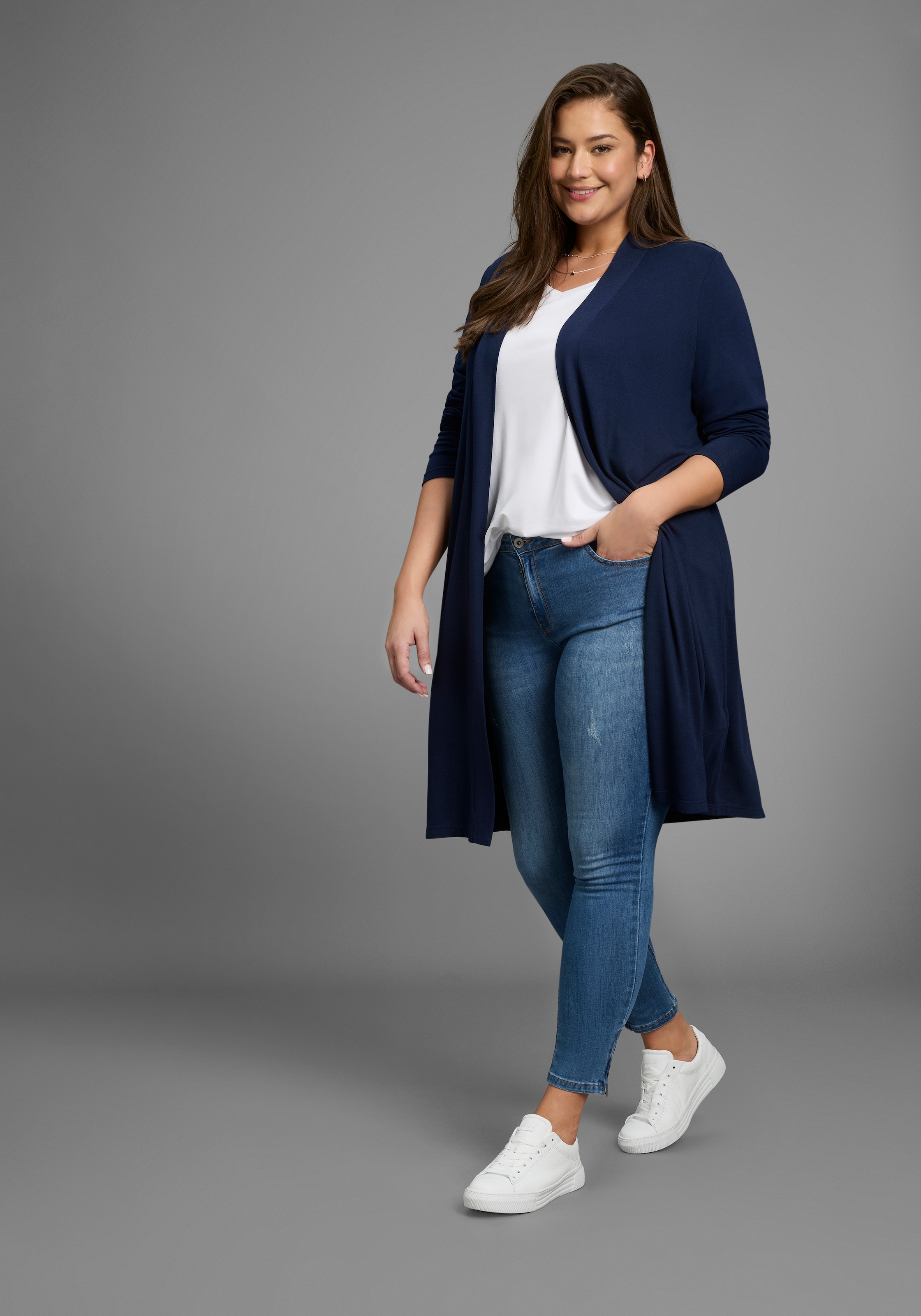 Laura Scott CURVE Longstrickjacke, aus weichem, angenehmem fließendem Jerseymaterial - GROSSE GRÖSSE