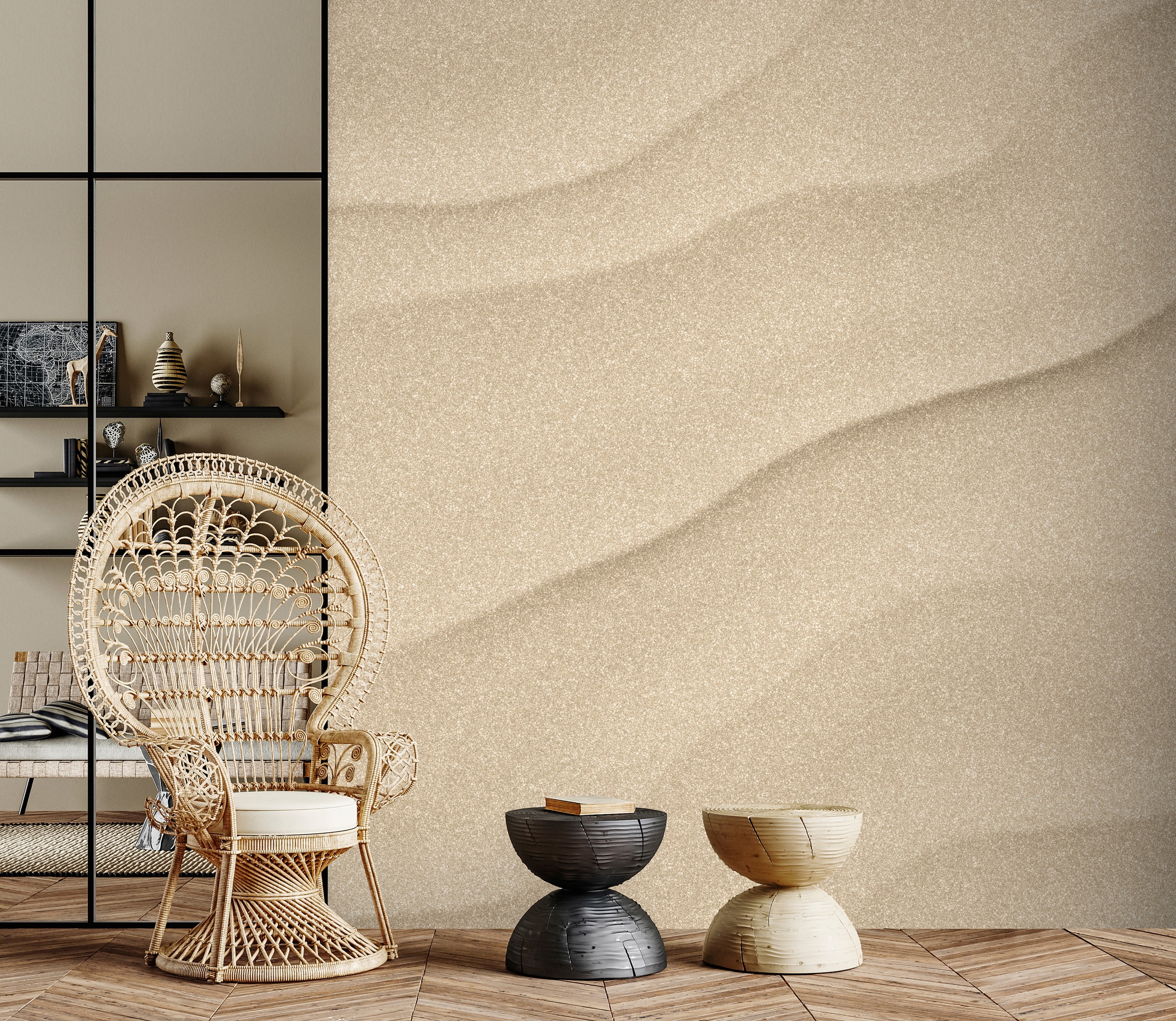living walls Vliestapete "Sand Beige Tapete mit Wellenstruktur modern" matt glatt