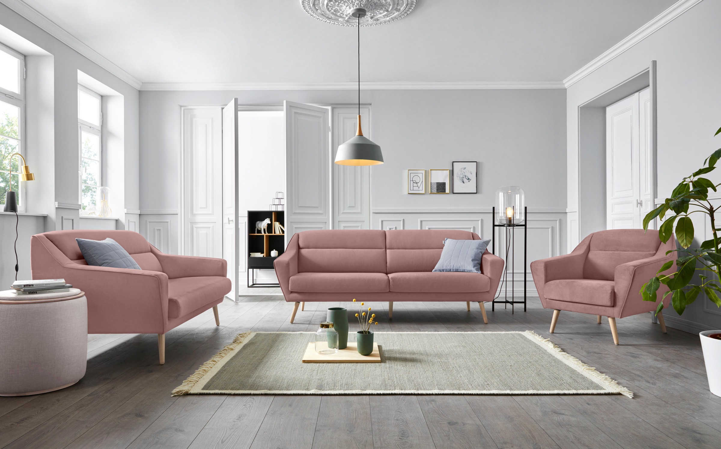 OTTO home 2-Sitzer "Bille" mit Naht im Rückenkissen und Eiche-Beinen, Desig günstig online kaufen