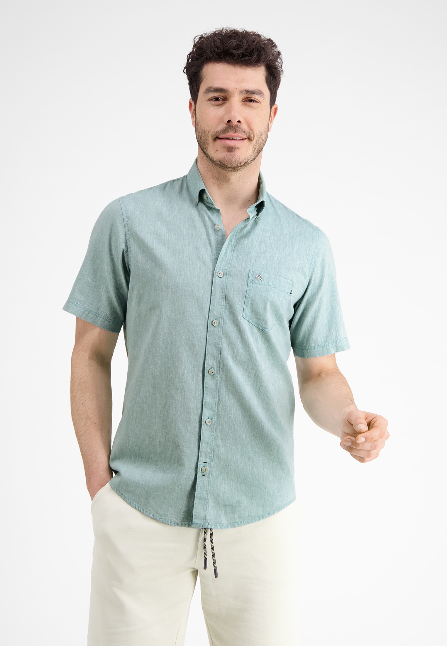 LERROS Kurzarmhemd "Kurzarmhemd, Baumwoll-Leinen-Mix" günstig online kaufen