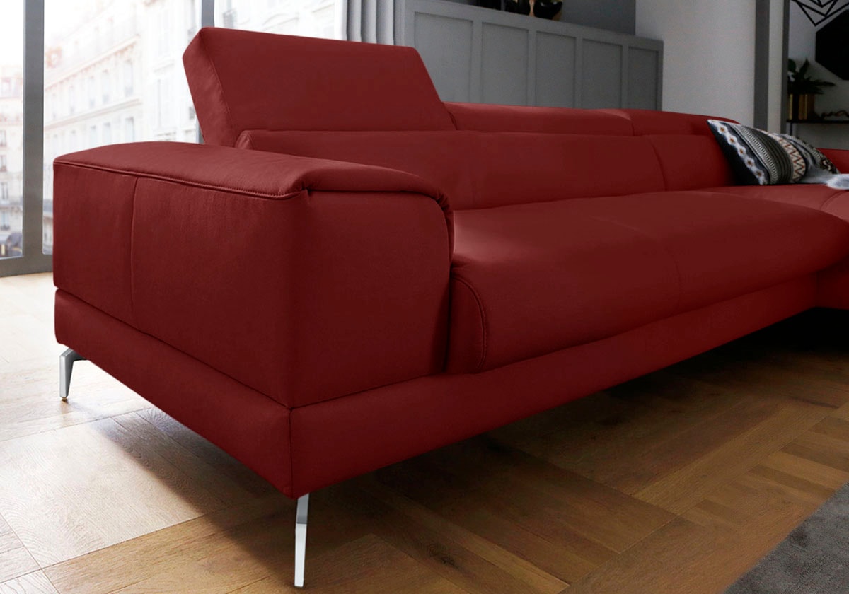 W.SCHILLIG Ecksofa »piedroo, Designsofa mit tollem Sitzkomfort, elegant und bequem, L-Form«, Kopfteilverstellung, wahlweise mit Sitztiefenverstellung, Breite 343cm