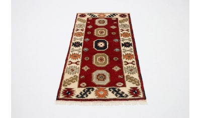 Wollteppich »Kazak Teppich handgeknüpft rot«, rechteckig