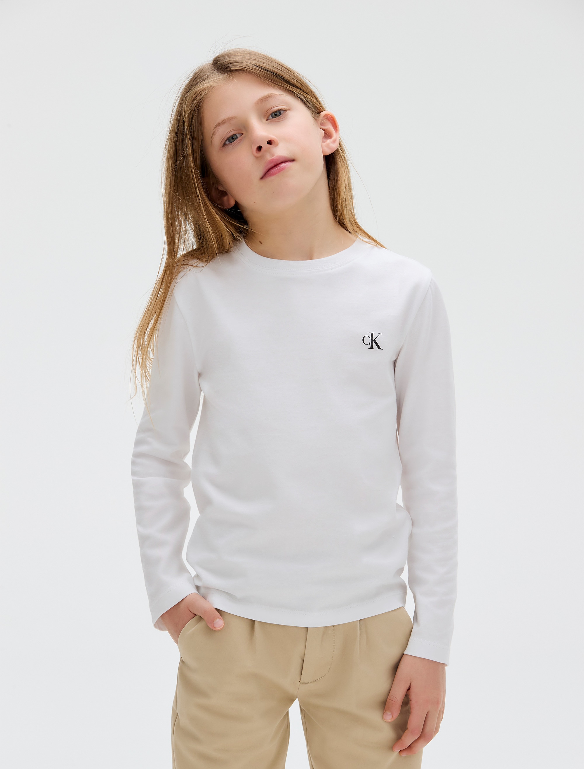 Calvin Klein Jeans T-Shirt »Chest Mono Ls T-Shirt 2-Pack« für Kinder bis 16 Jahre und mit Logodruck