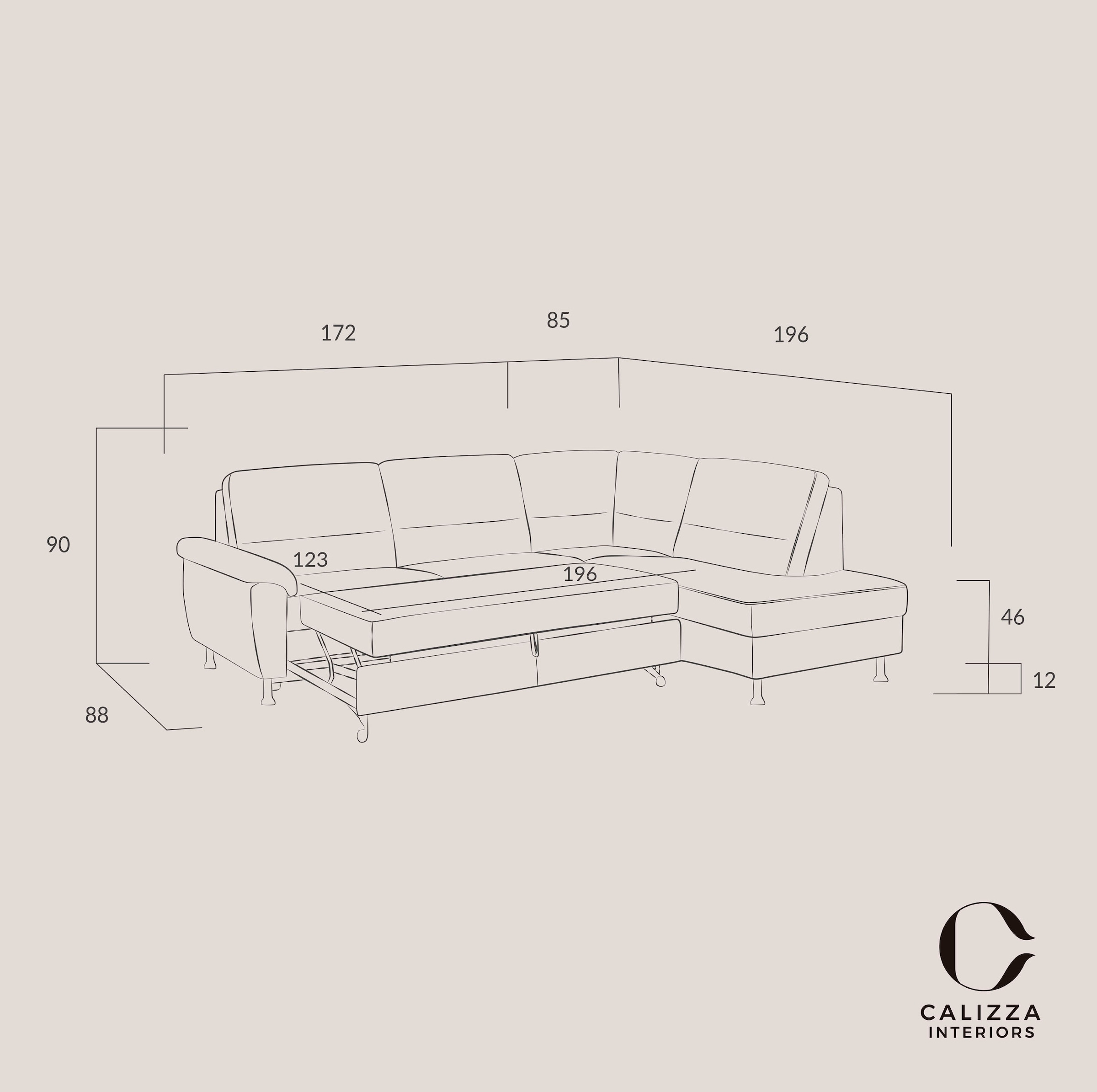 CALIZZA INTERIORS Ecksofa »Onyx L-Form«, Ottomane links oder rechts, wahlweise mit Bettfunktion, Breite 257 cm