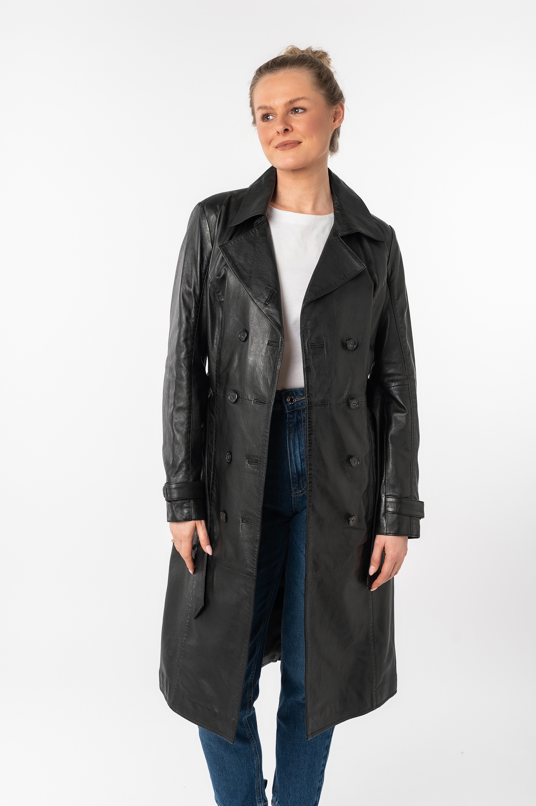 Mauritius Ledermantel "GWTaruh OT" 2 femininer Leder-Trenchcoat mit Bindegü günstig online kaufen