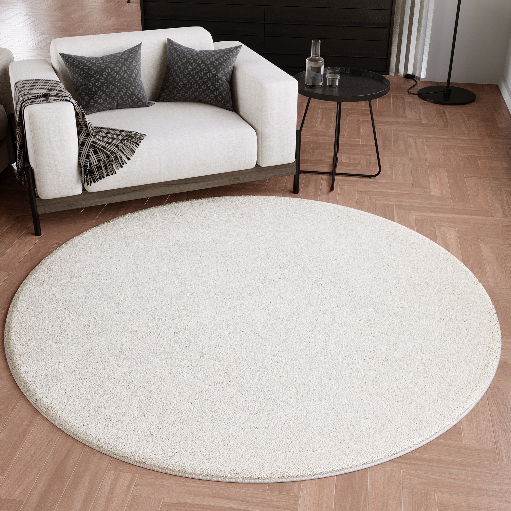 Wecon home Teppich "Wogh" rund 25 mm Höhe Kurzflor, maschinell gewebt, robust, Wohn- & Schlafzimmer, einfarbig