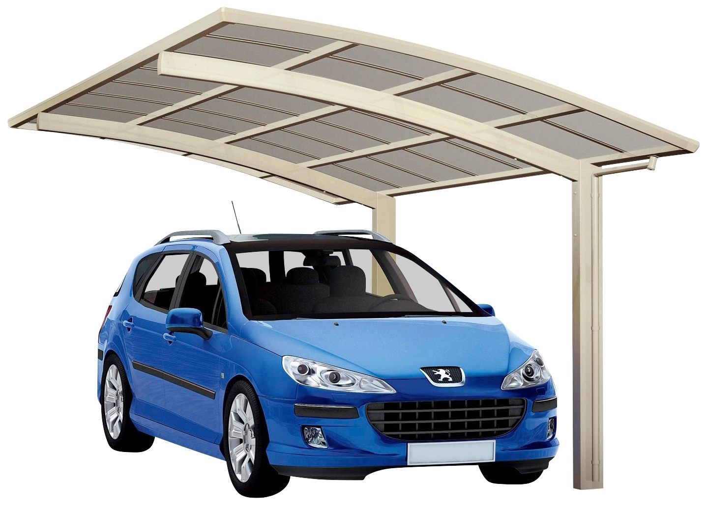 Ximax Einzelcarport "Portoforte Typ 80 Sonderlänge/Breite XL", Aluminium, 285 cm, edelstahlfarben, Aluminium, Edelstahl-