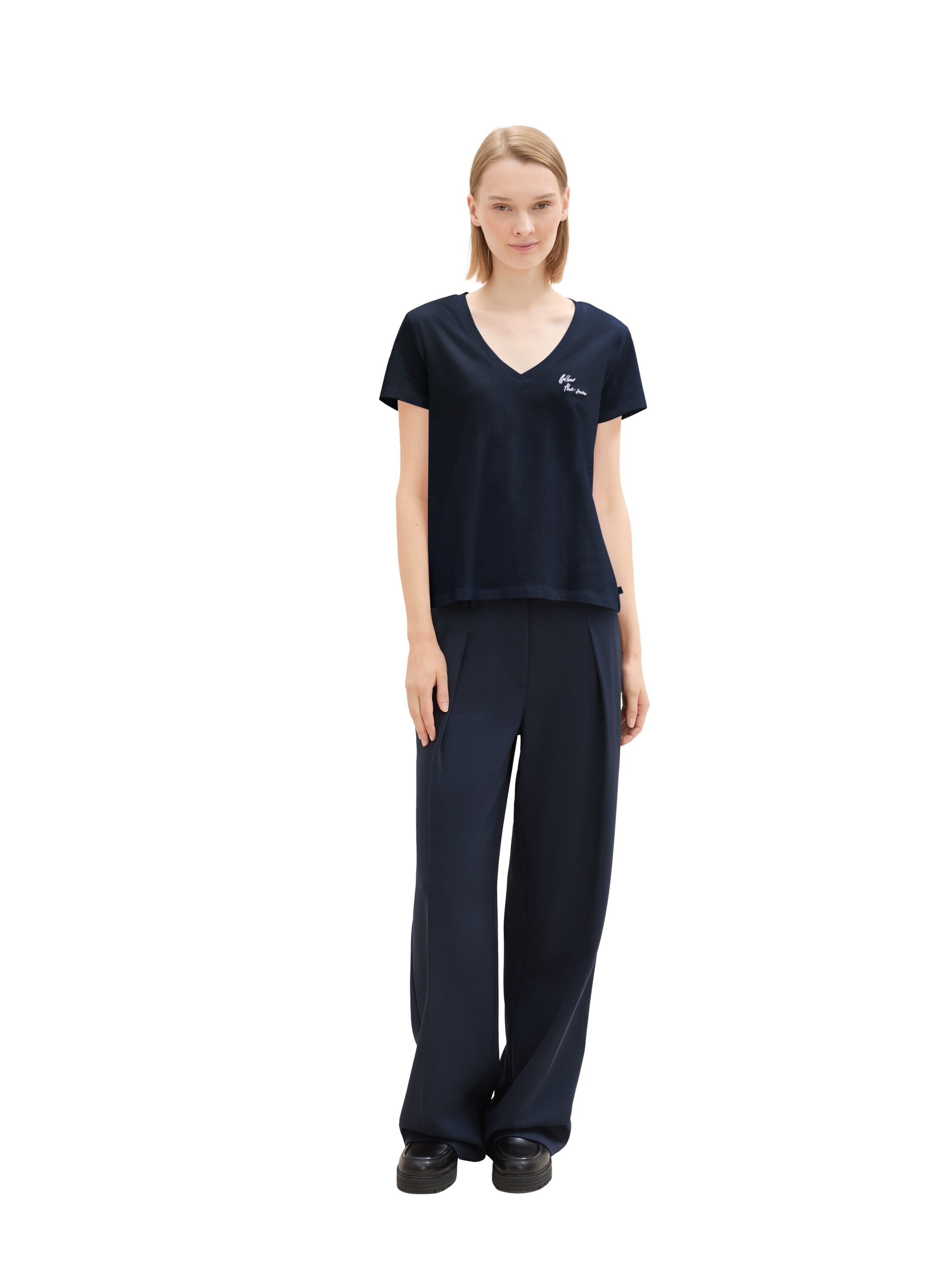 TOM TAILOR Denim V-Shirt, (Packung, 2 tlg.), mit Statement-Prints