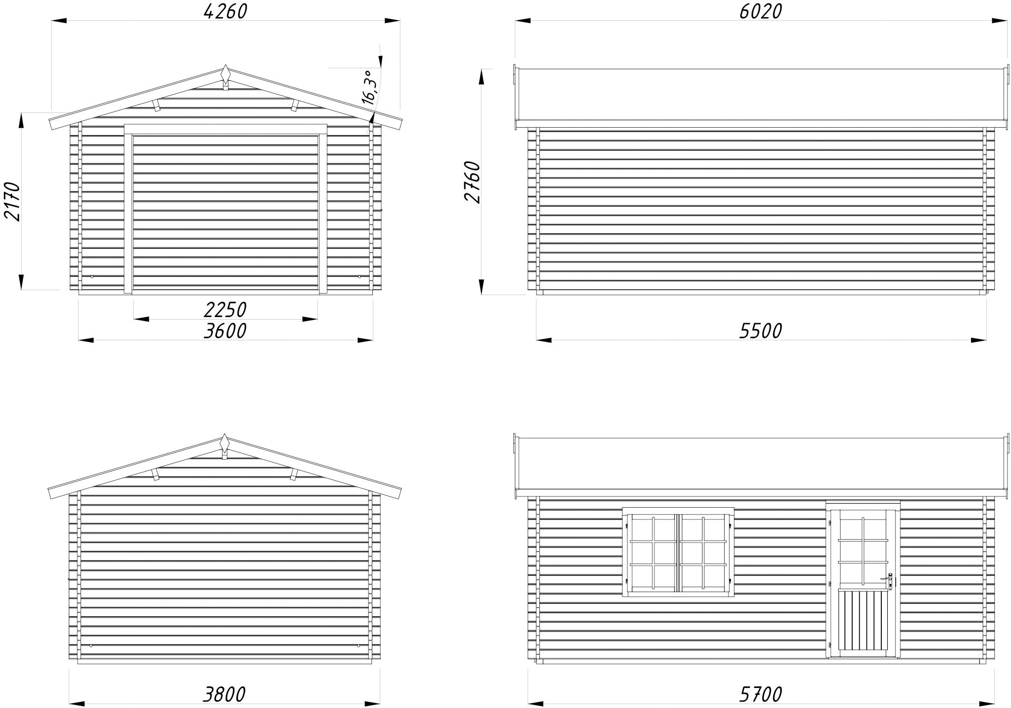 Palmako Garage »Roger, ohne Tor« BxTxH: 426x598x276 cm