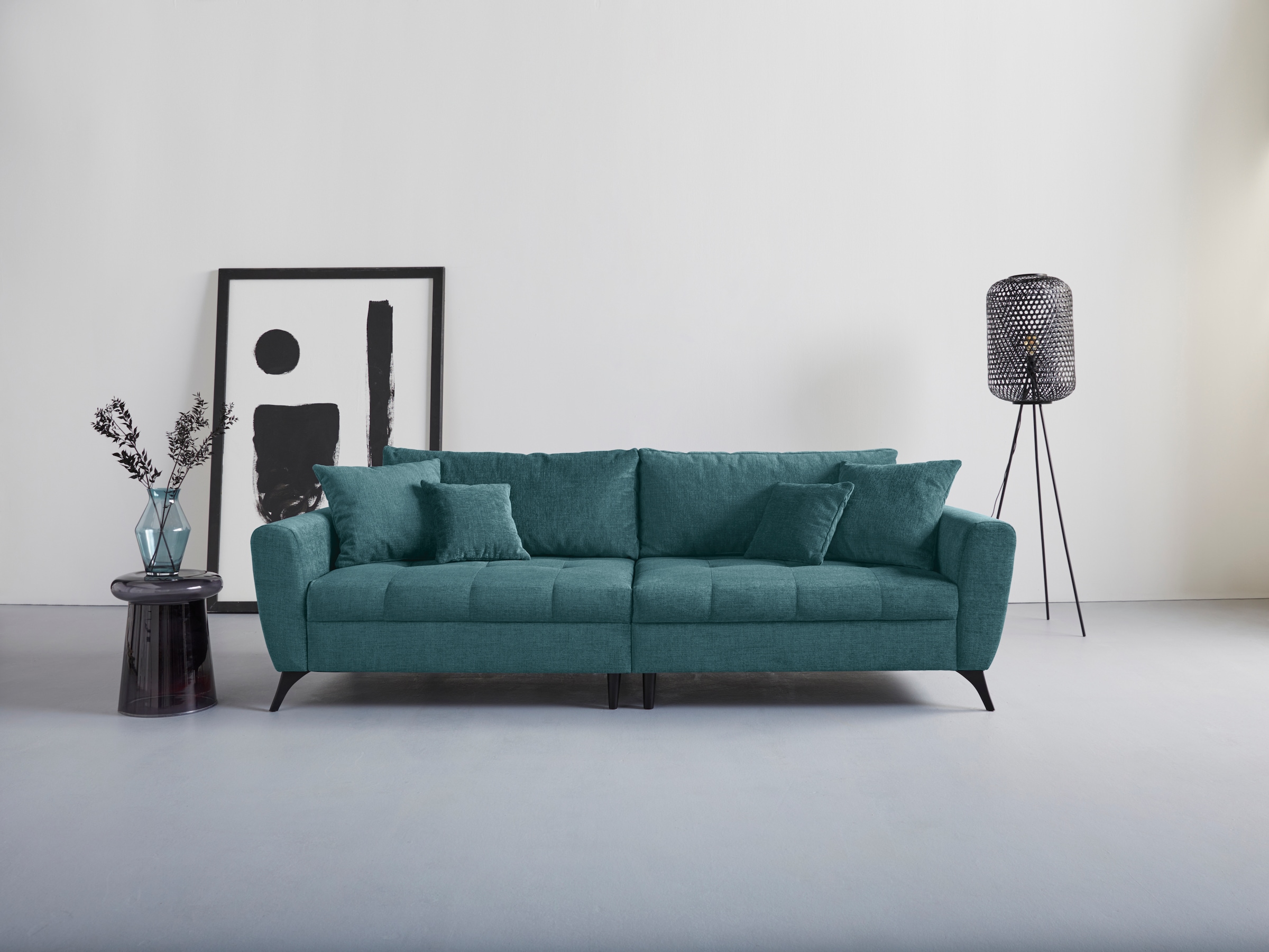 INOSIGN Big-Sofa "Lörby", auch mit Aqua clean-Bezug, feine Steppung im Sitzbereich, lose Kissen