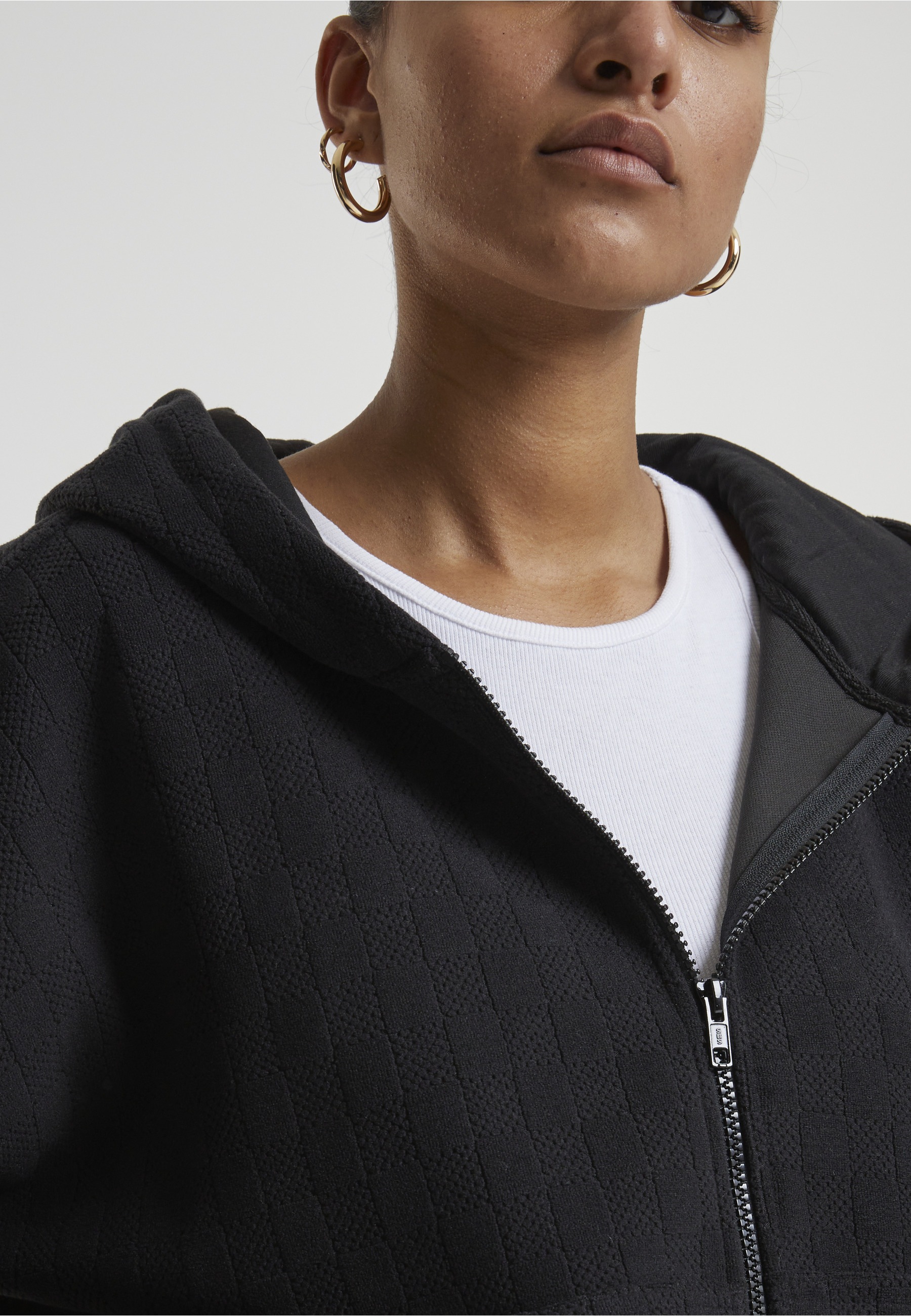 URBAN CLASSICS Sweatjacke »Urban Classics Ladies Jacquard Velvet Oversized Zip Hoody«