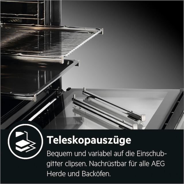 AEG Elektro-Herd-Set »TEAMHBlac2«, EES435020B 940321377, mit Teleskopauszug  nachrüstbar online kaufen | BAUR