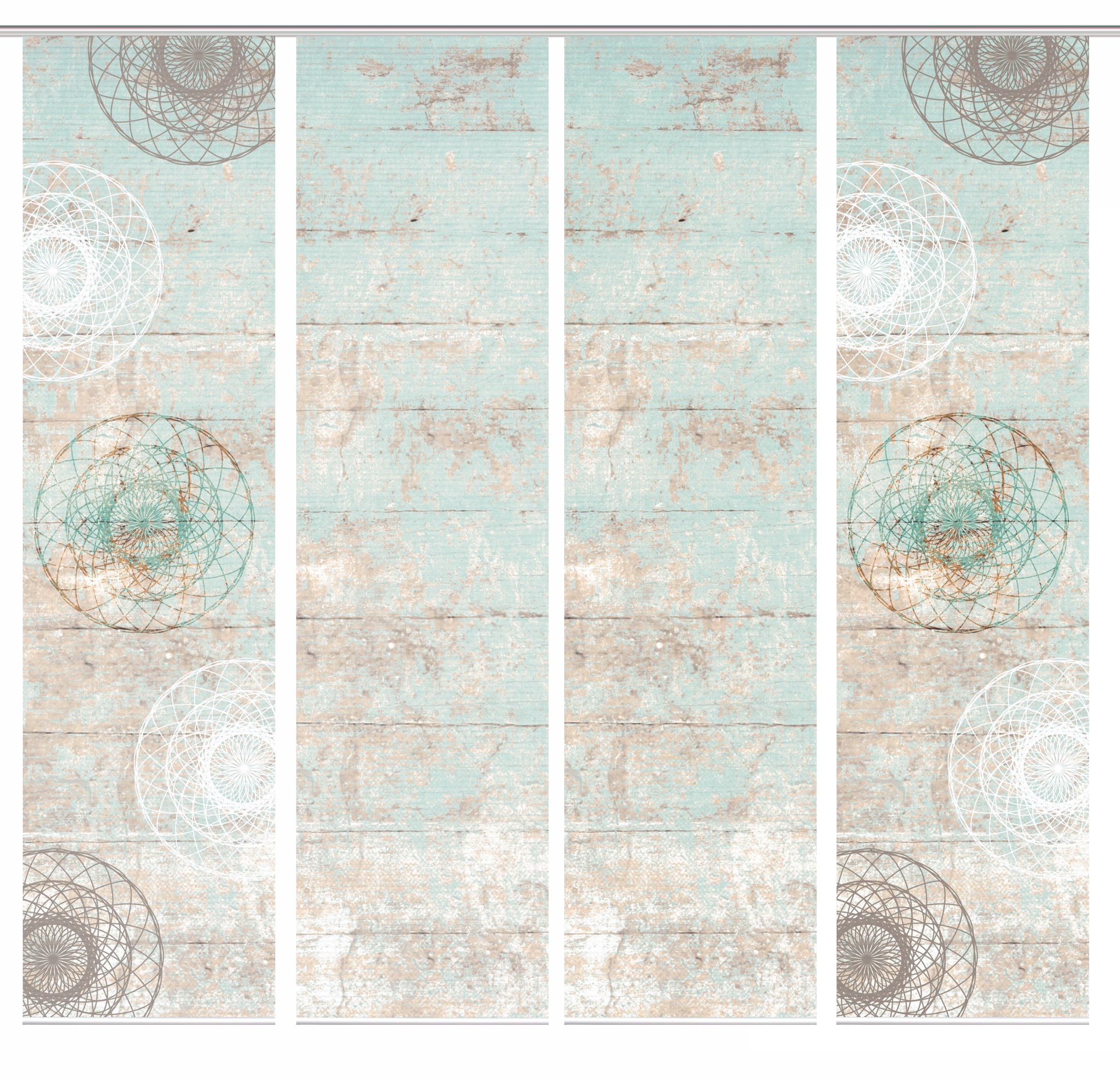 Thumbnail - HOME in green Schiebegardine "MANDRIGA" Paneelwagen 4 Stk. tlg. SET DIGITALDRUCK,BAMBUSOPTIK RECYCELT