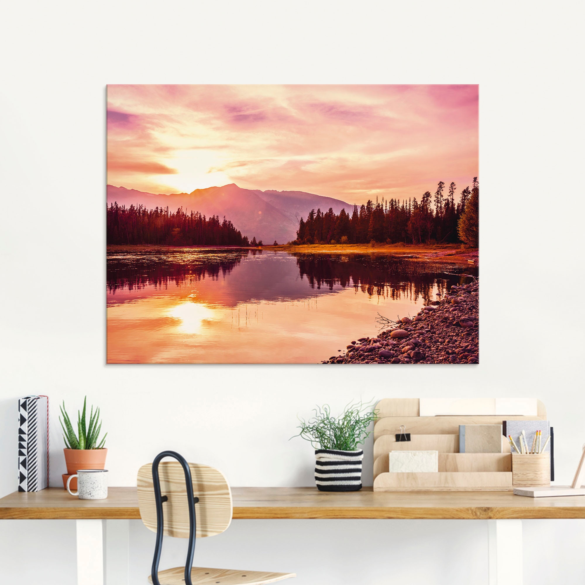 Artland Glasbild "Grand Teton Gebirge bei Sonnenuntergang" Sonnenaufgang & günstig online kaufen