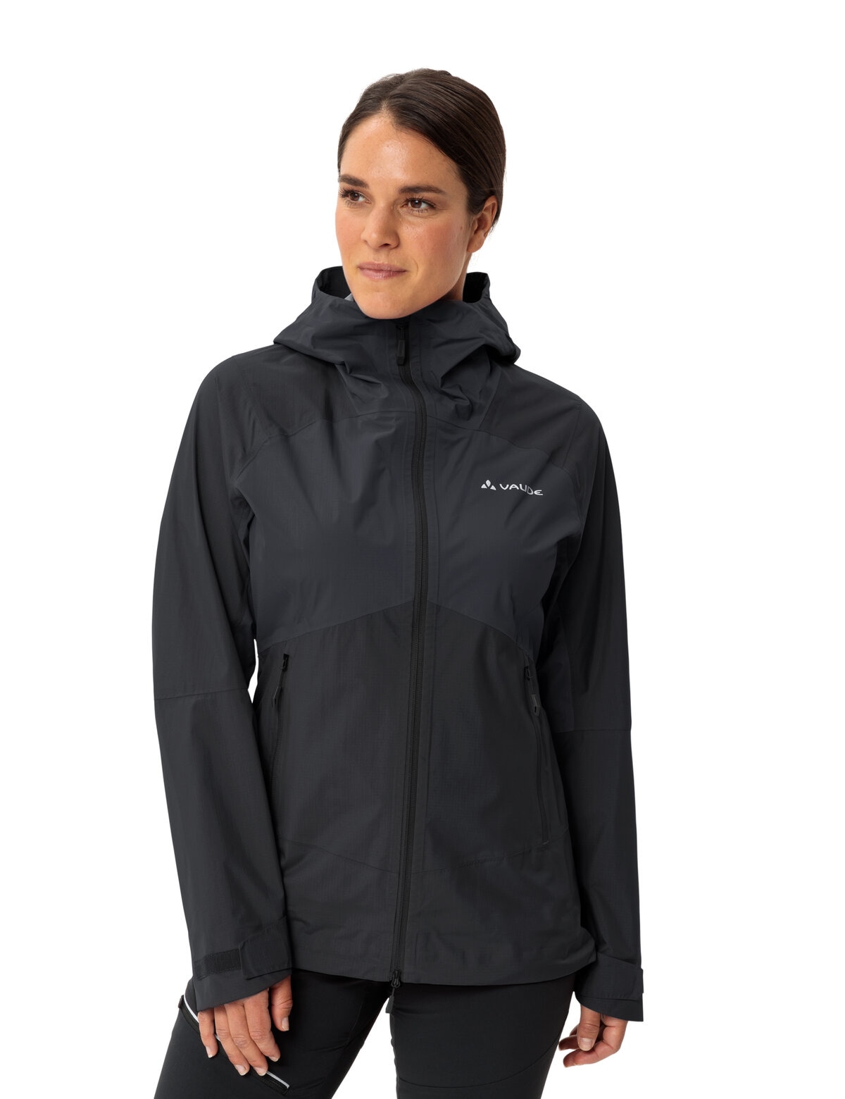VAUDE Regenjacke "WOMENS SIMONY 2,5L JACKET V" mit Kapuze mit Kapuze, wasserdicht, winddicht, atmungsaktiv, Regular Fit, Langarm