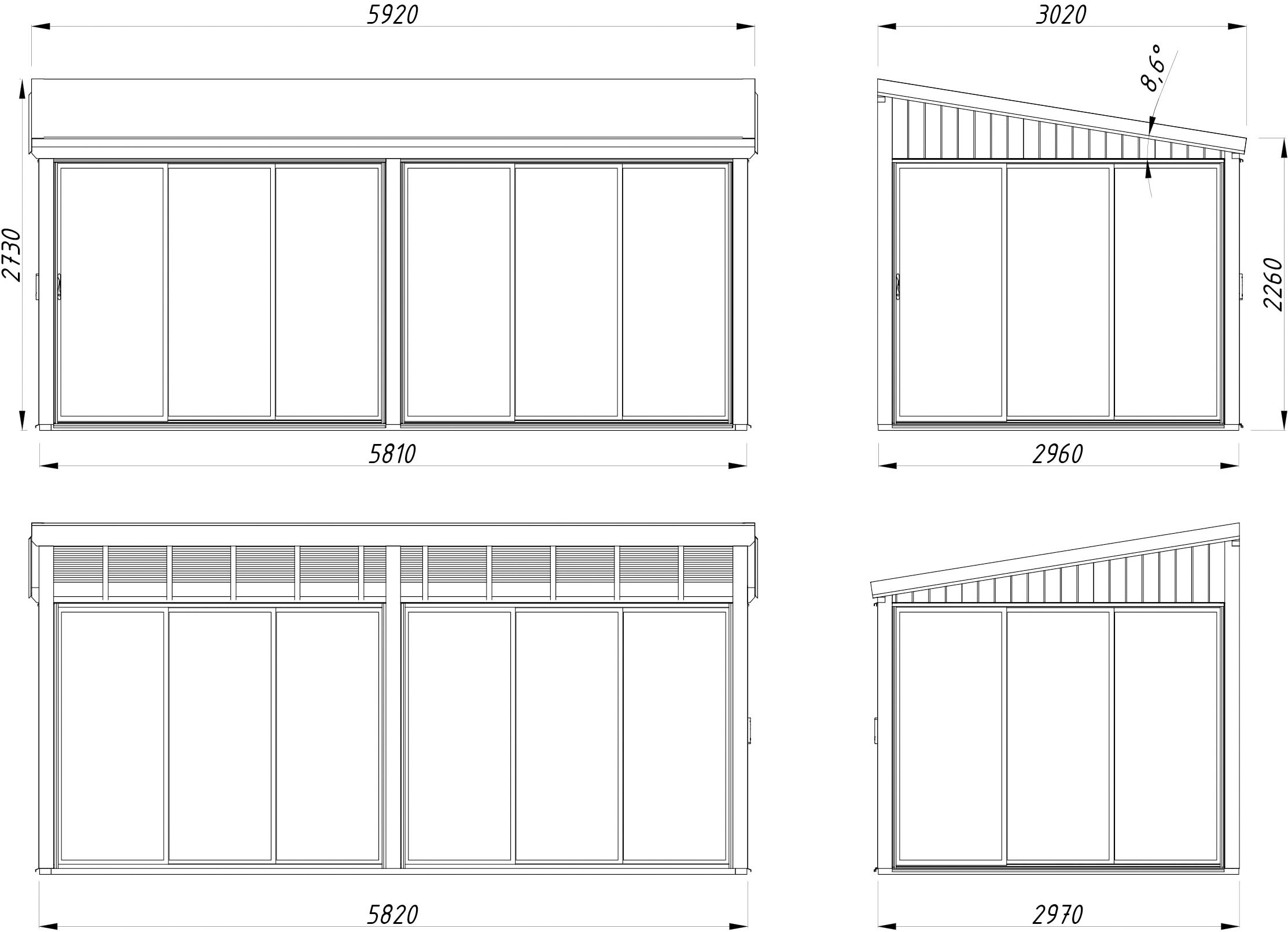 Palmako Holzpavillon »Lumi 16,2 m² Slide« BxTxH: 592x302x273 cm