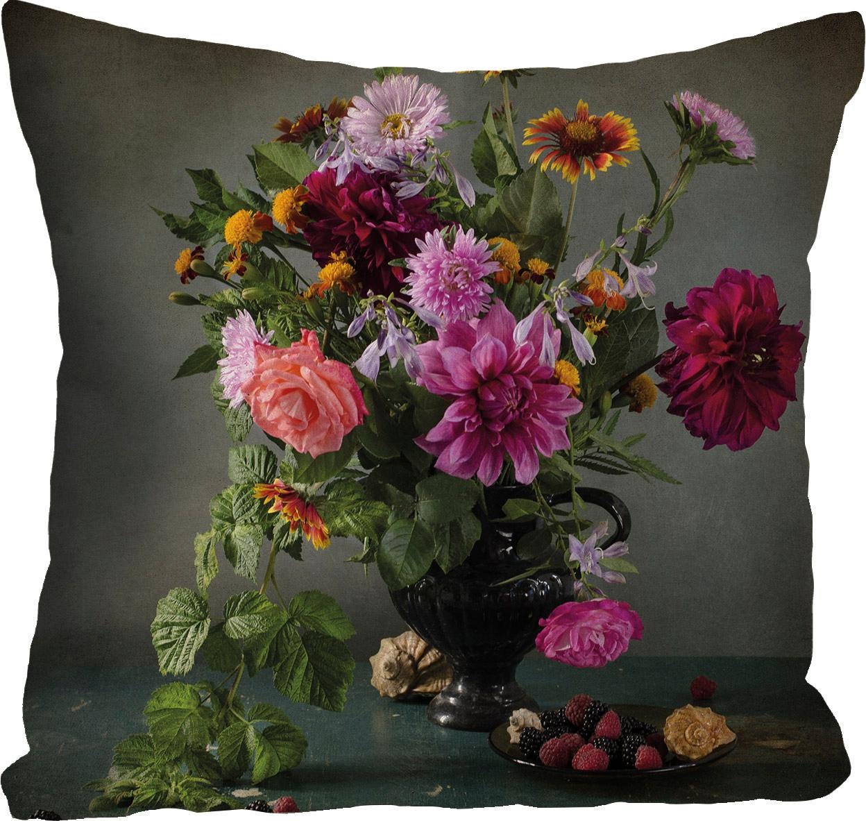 queence Dekokissen ""Blumenstrauß"" Kissenhülle ohne Füllung, 1 Stück